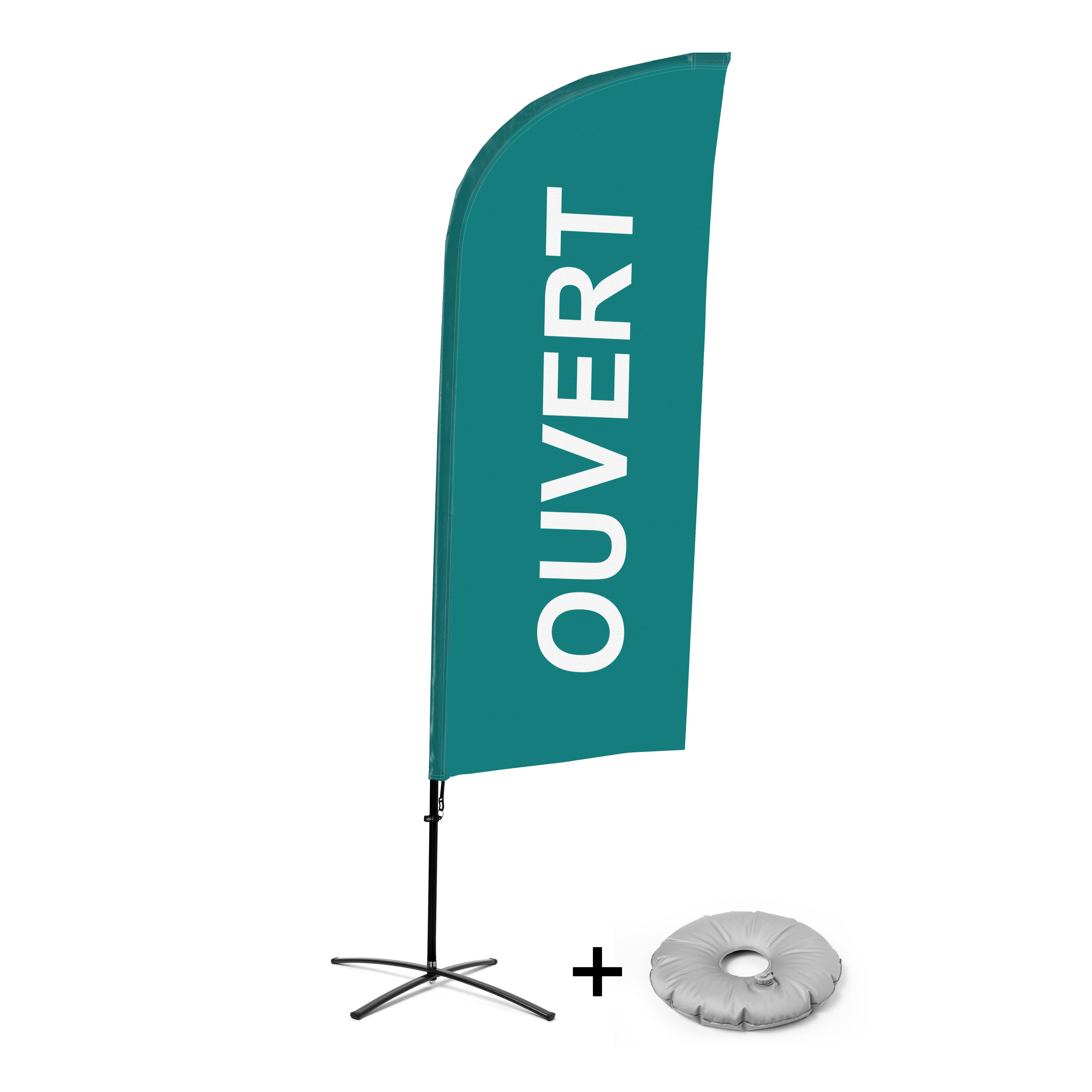 Showdown Displays Beachflag - Komplett-Set - Geöffnet - Französisch - Grün - Kreuzständer - Alu