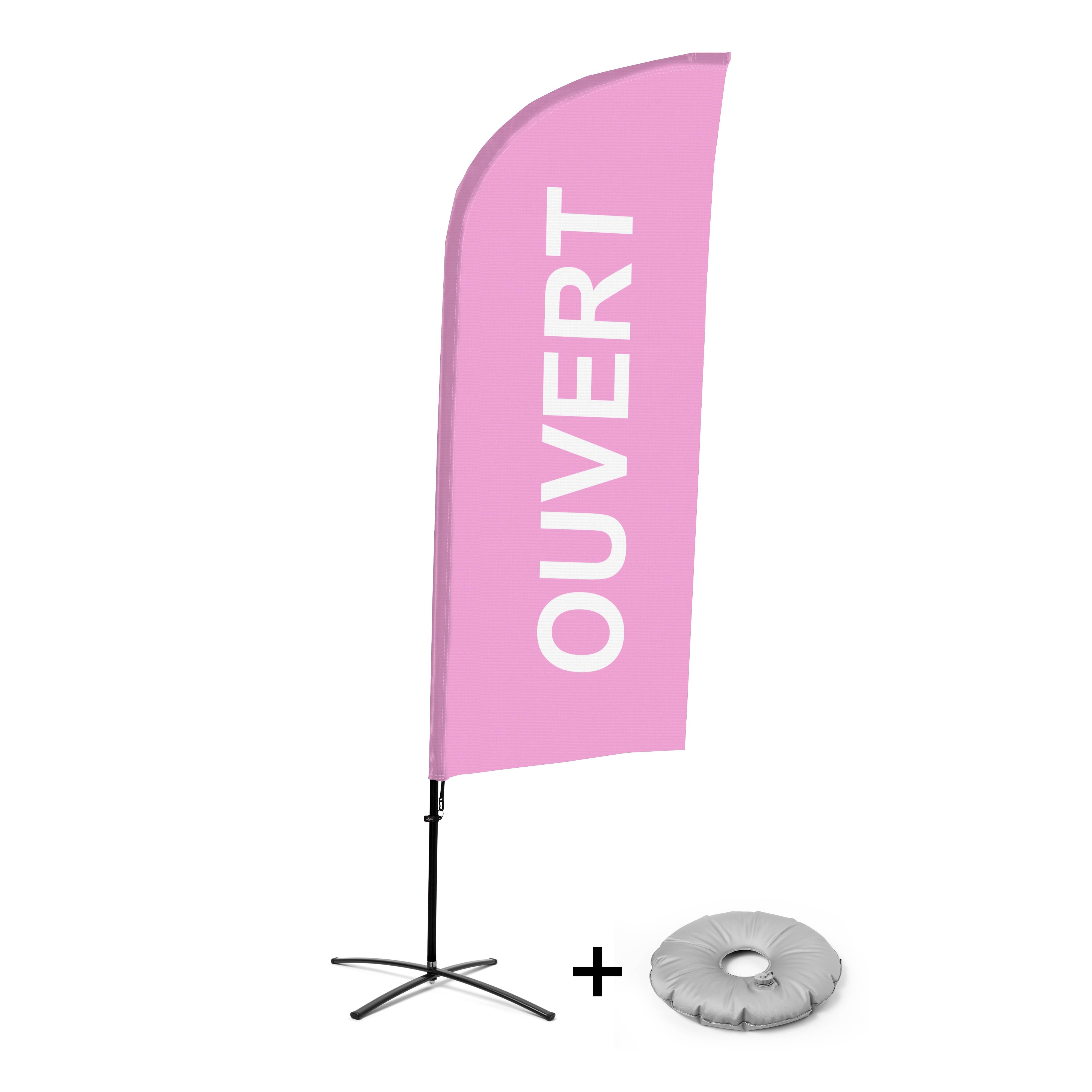 Showdown Displays Beachflag - Komplett-Set - Geöffnet - Französisch - Pink - Kreuzständer - Alu