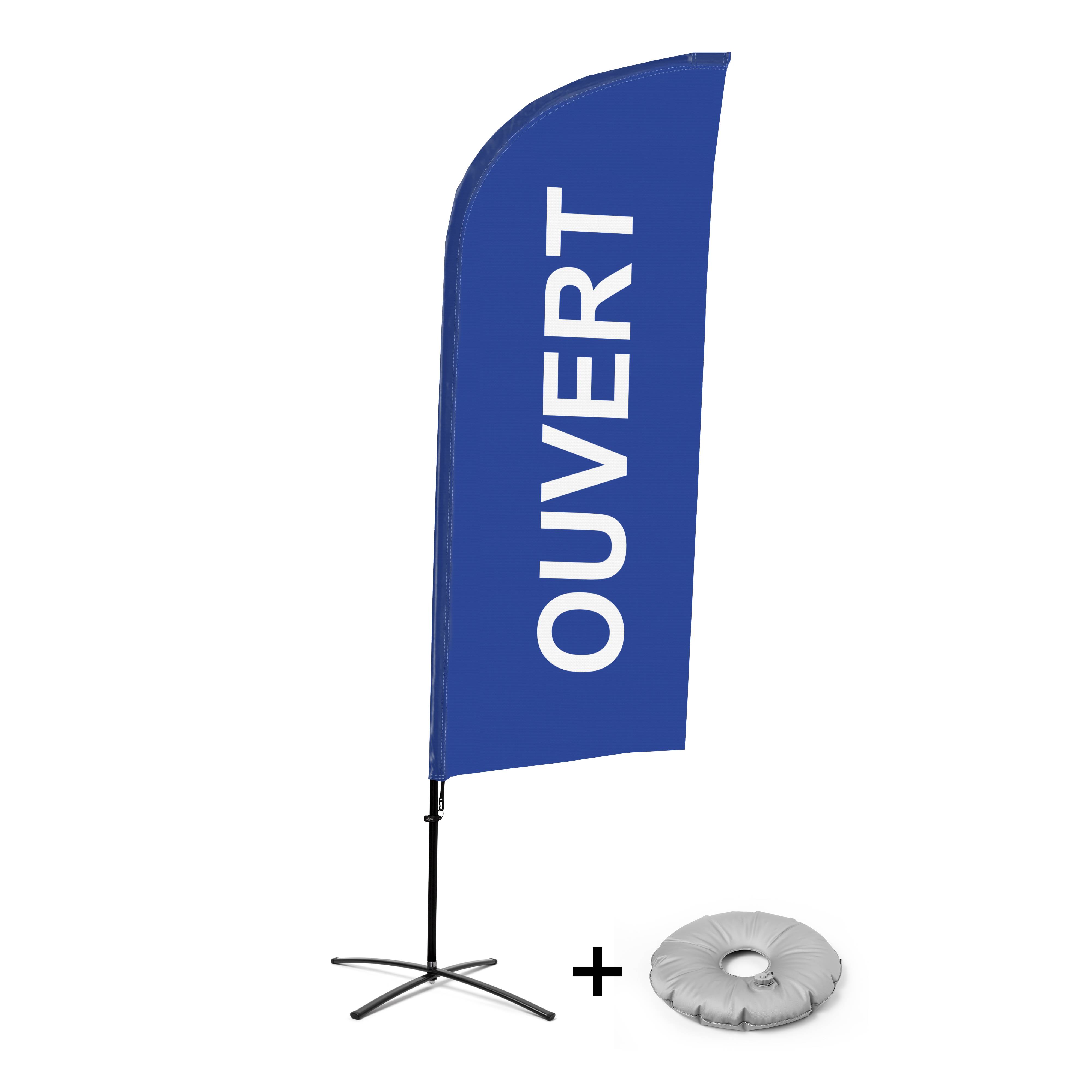 Showdown Displays Beachflag - Komplett-Set - Geöffnet - Französisch - Blau - Kreuzständer - Alu