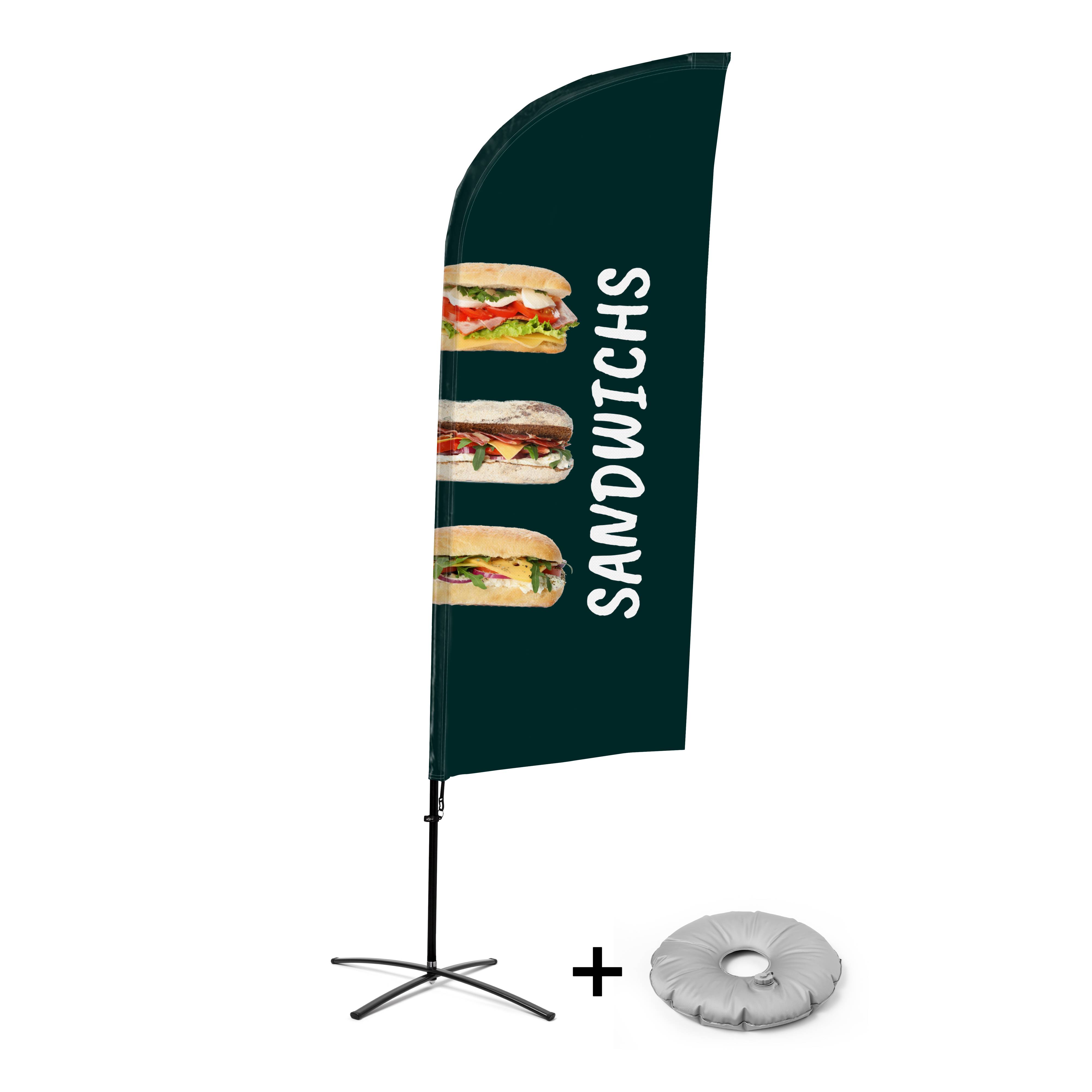 Showdown Displays Beachflag - Komplett-Set - Sandwiches - Französisch - Kreuzständer - Alu