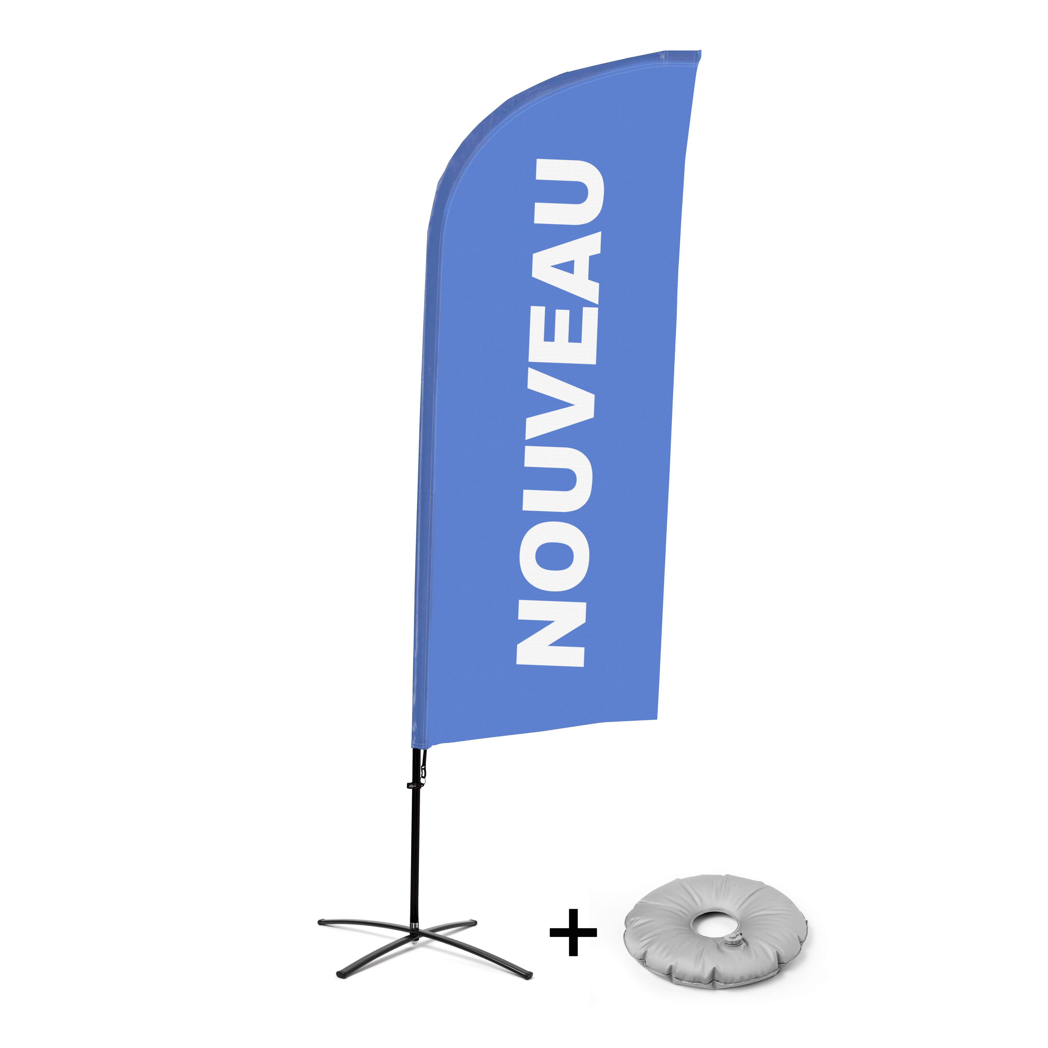 Showdown Displays Beachflag - Komplett-Set - Neu - Französisch - Blau - Kreuzständer - Alu