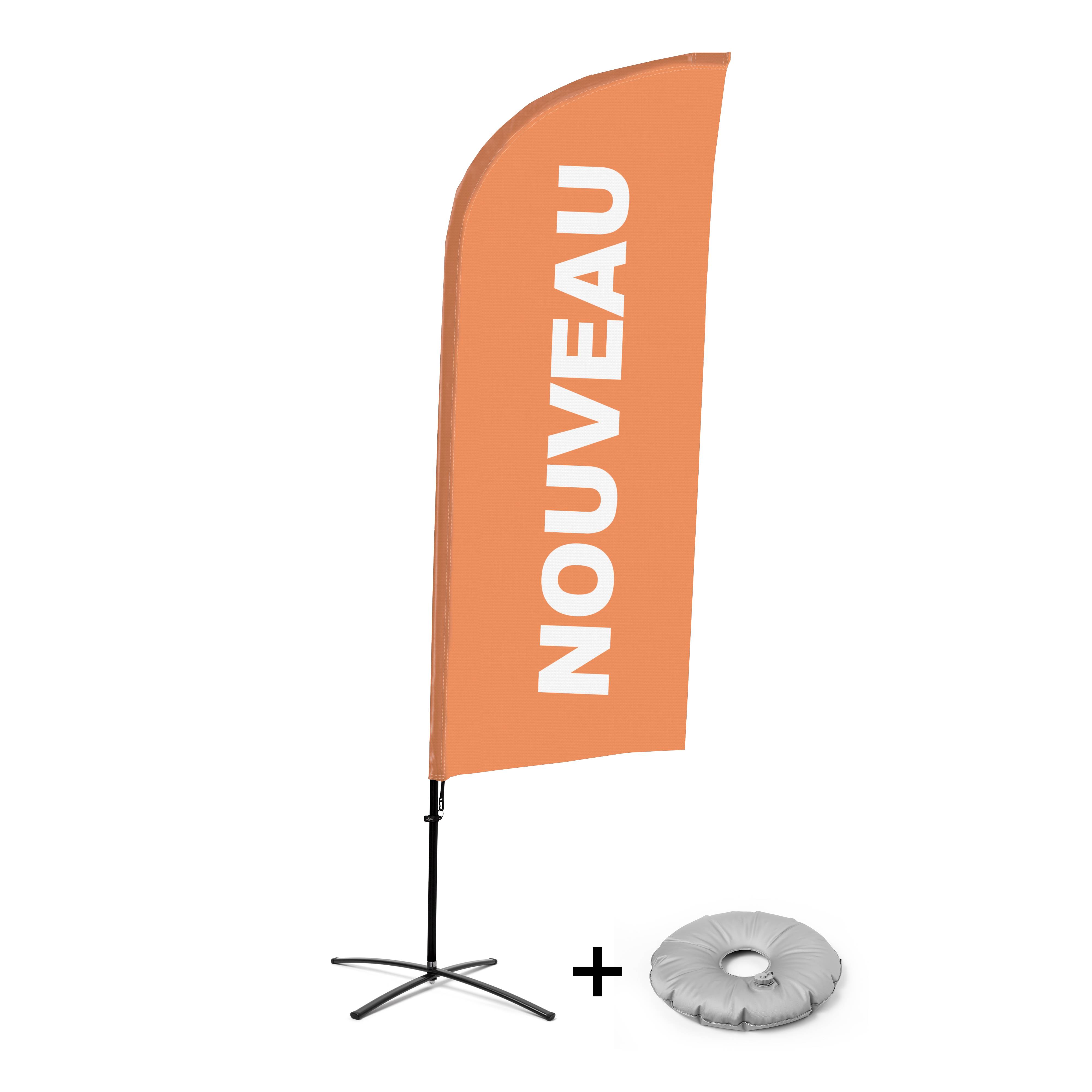 Showdown Displays Beachflag - Komplett-Set - Neu - Französisch - Orange - Kreuzständer - Alu