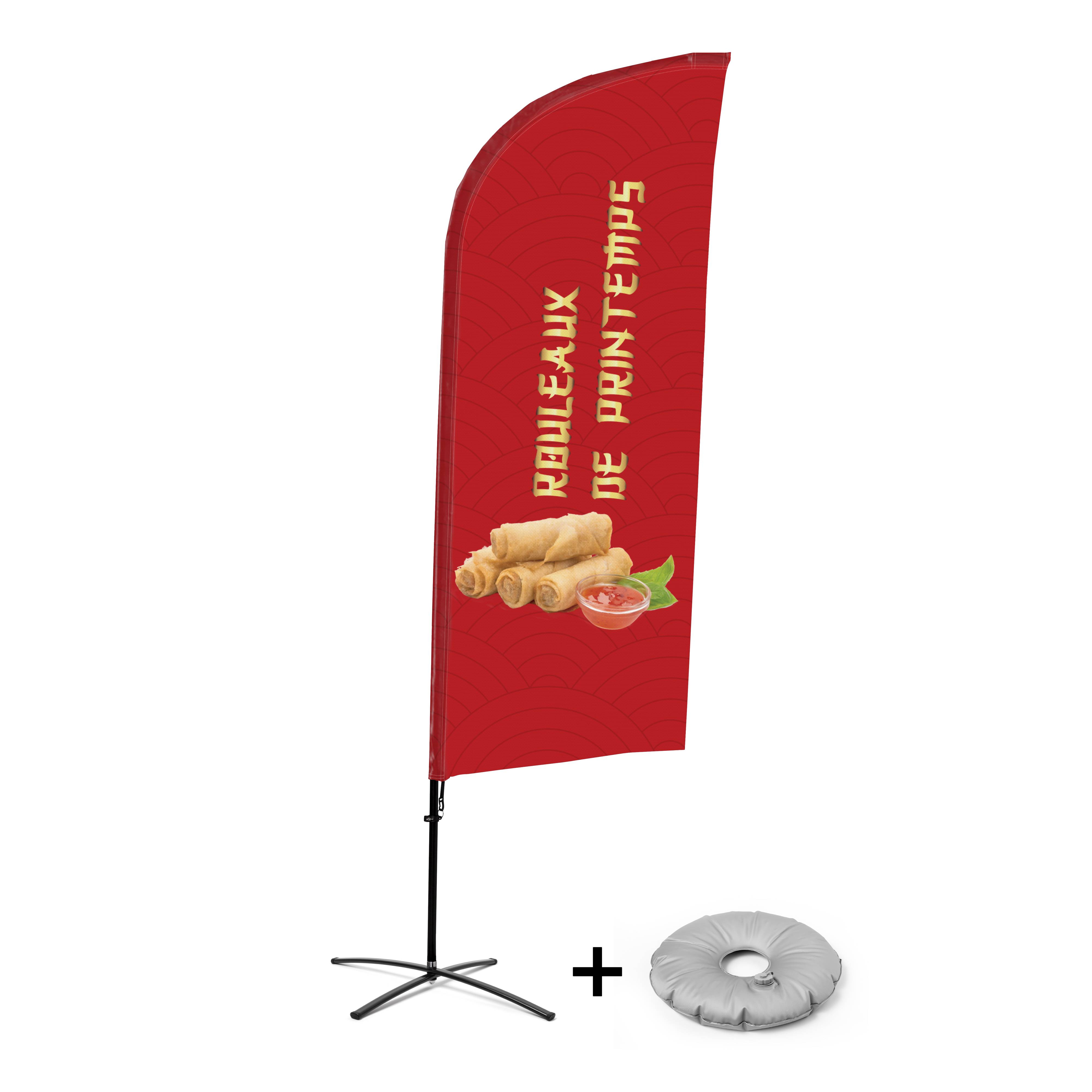 Showdown Displays Beachflag - Komplett-Set - Frühlingsrollen - Französisch - Kreuzständer - Alu