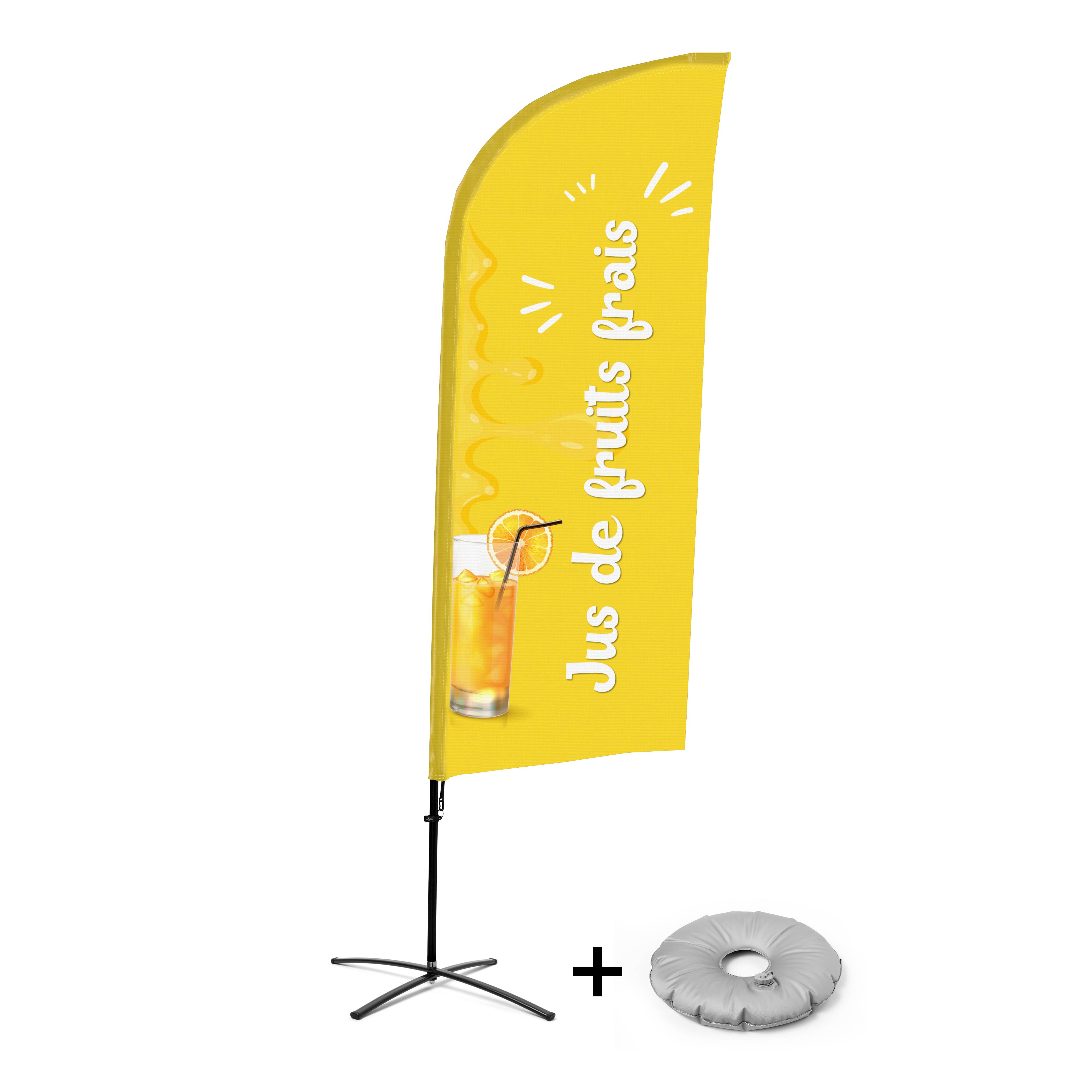 Showdown Displays Beachflag - Komplett-Set - Frischer Saft - Französisch - Kreuzständer - Alu
