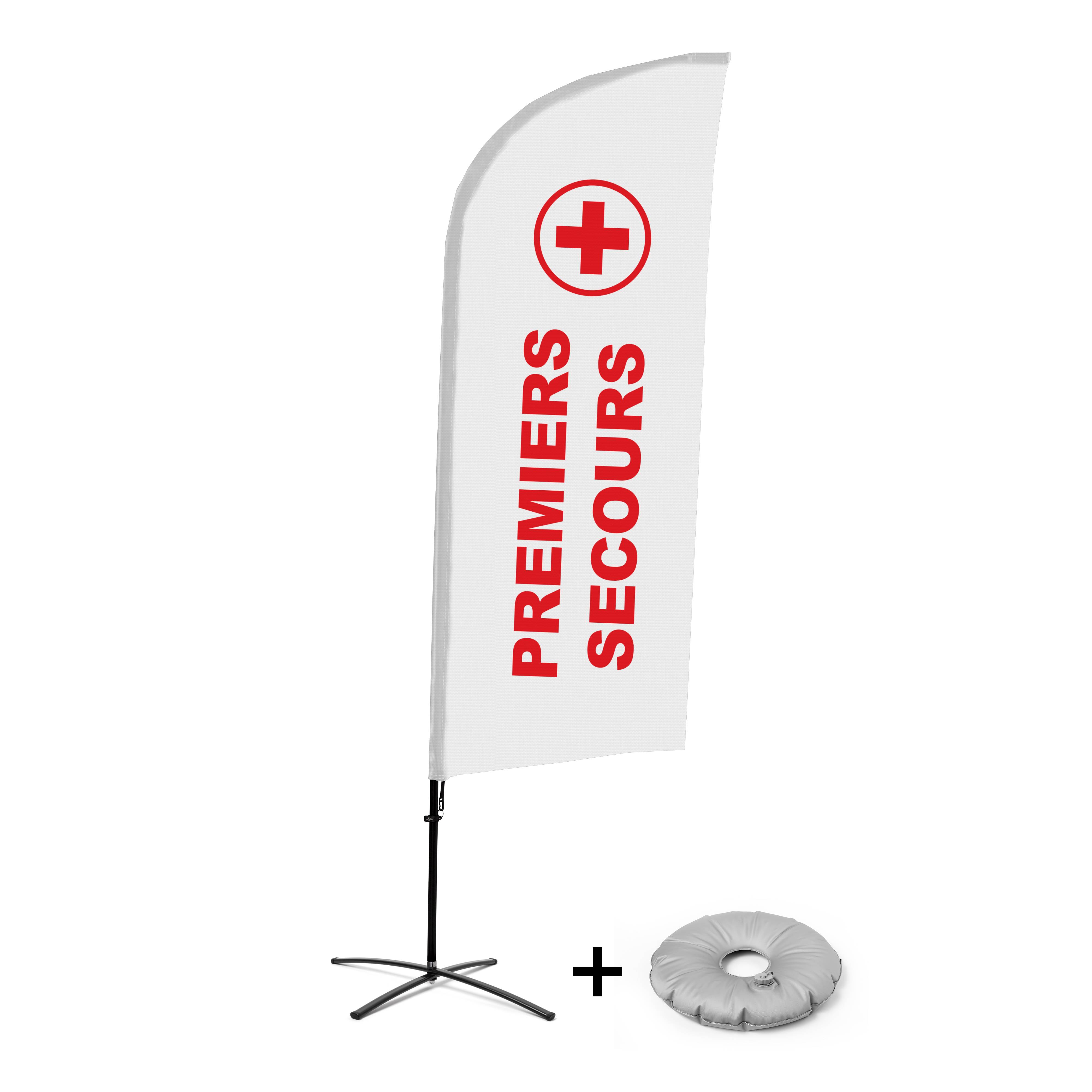 Showdown Displays Beachflag Alu Wind Komplett-Set Erste Hilfe Französisch Kreuzständer