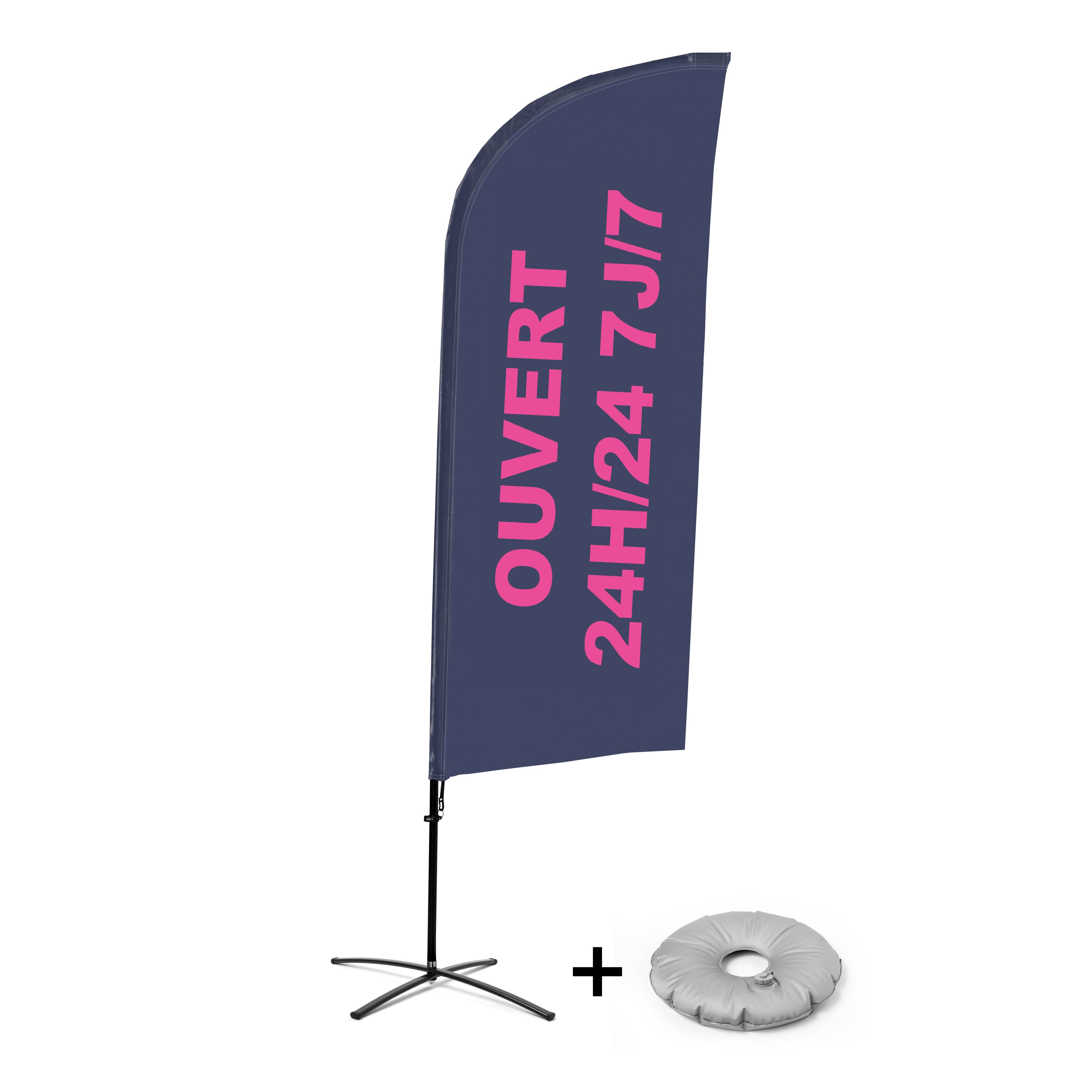 Showdown Displays Beachflag Alu Wind Komplett-Set 24/7 Geöffnet Französisch Kreuzständer