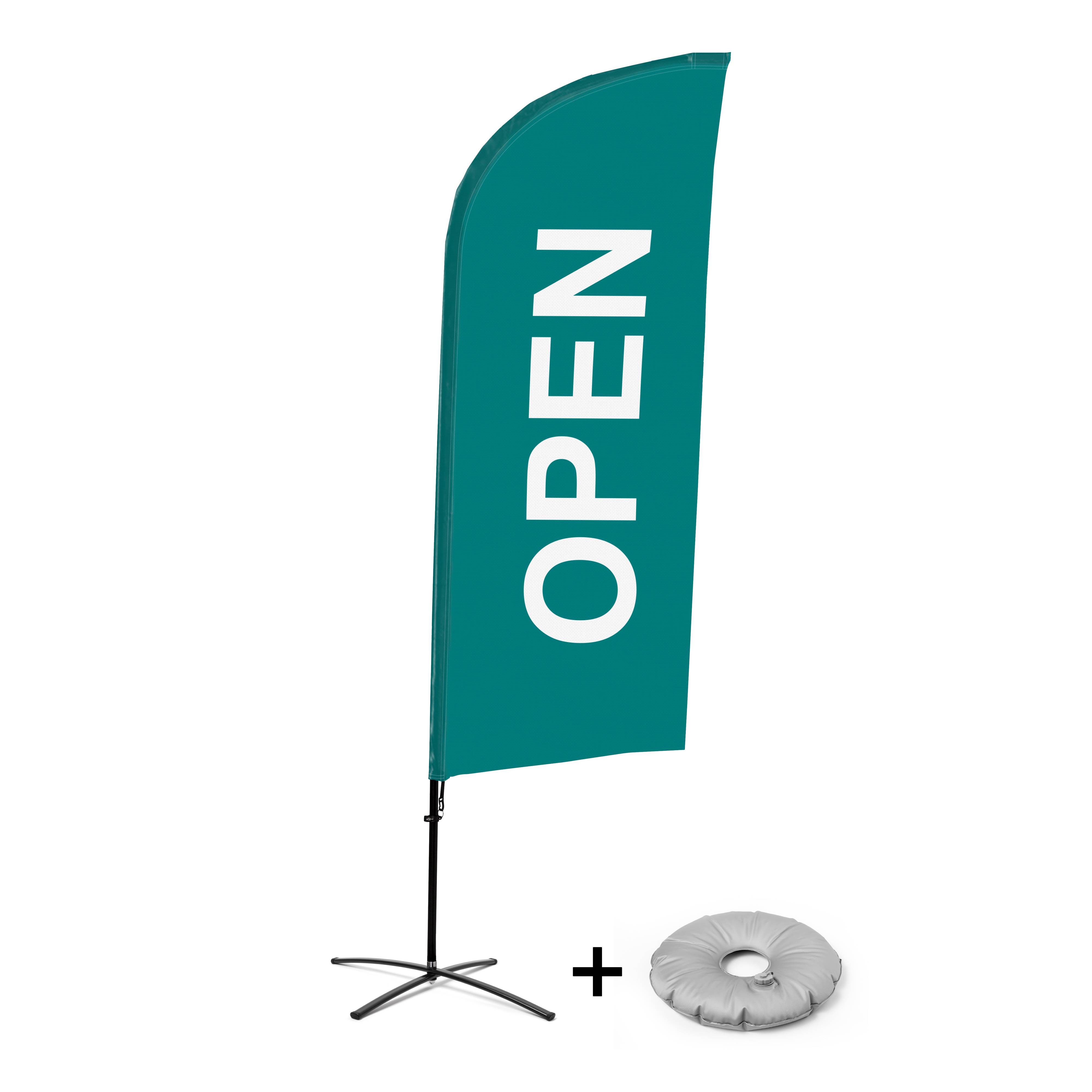 Showdown Displays Beachflag Alu Wind Komplett-Set Geöffnet Grün Englisch Kreuzständer