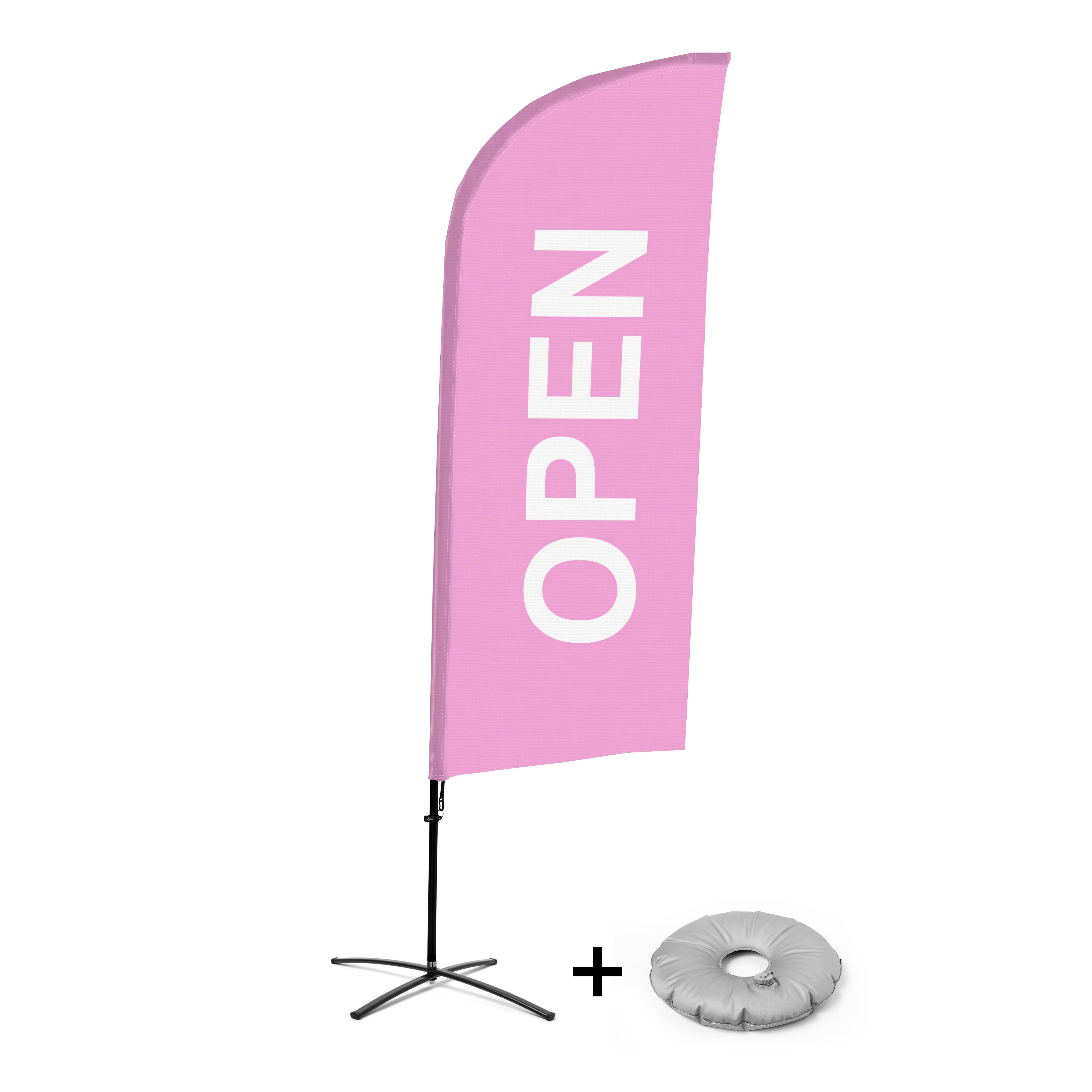 Showdown Displays Beachflag Alu Wind Komplett-Set Geöffnet Pink Englisch Kreuzständer