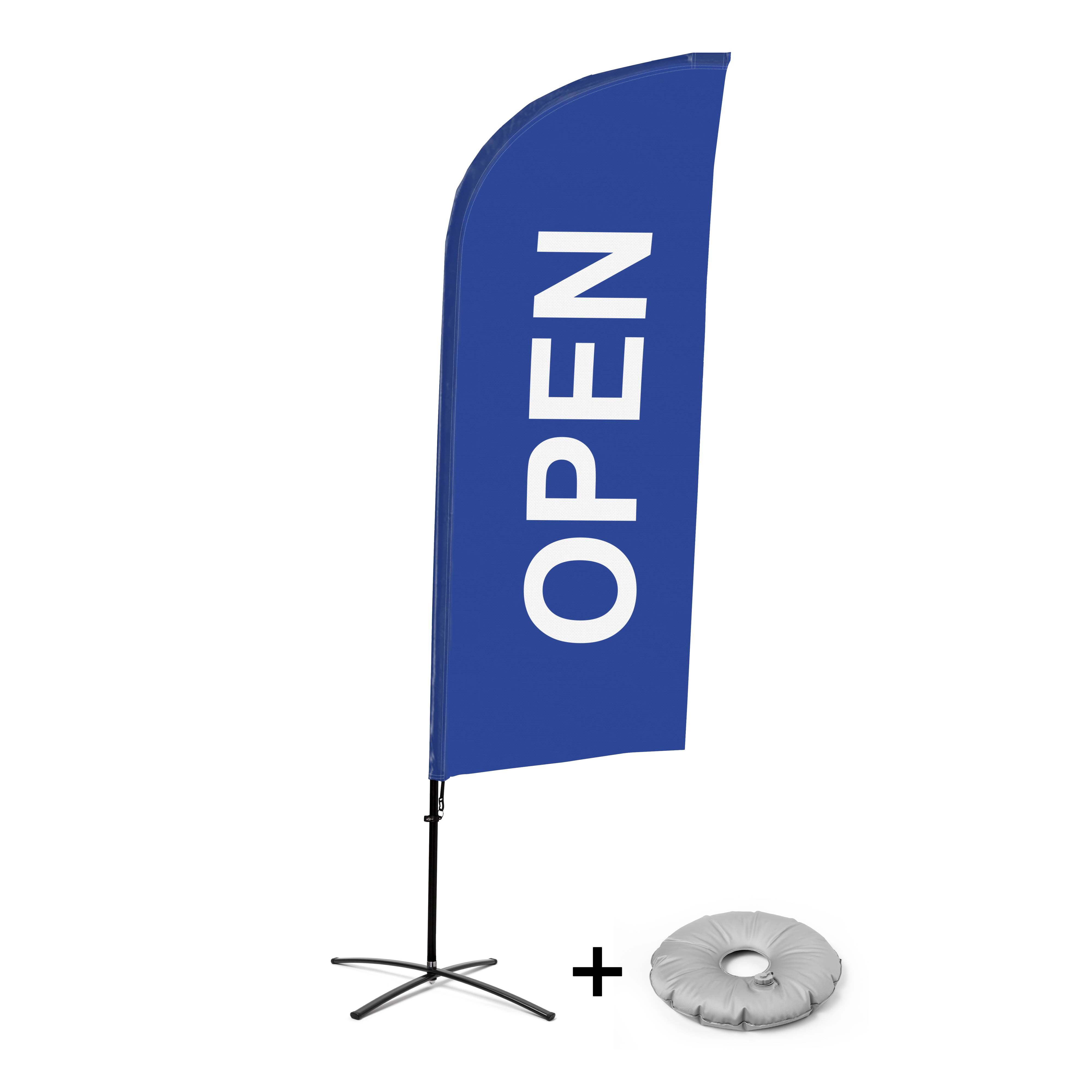 Showdown Displays Beachflag Alu Wind Komplett-Set Geöffnet Blau Englisch Kreuzständer