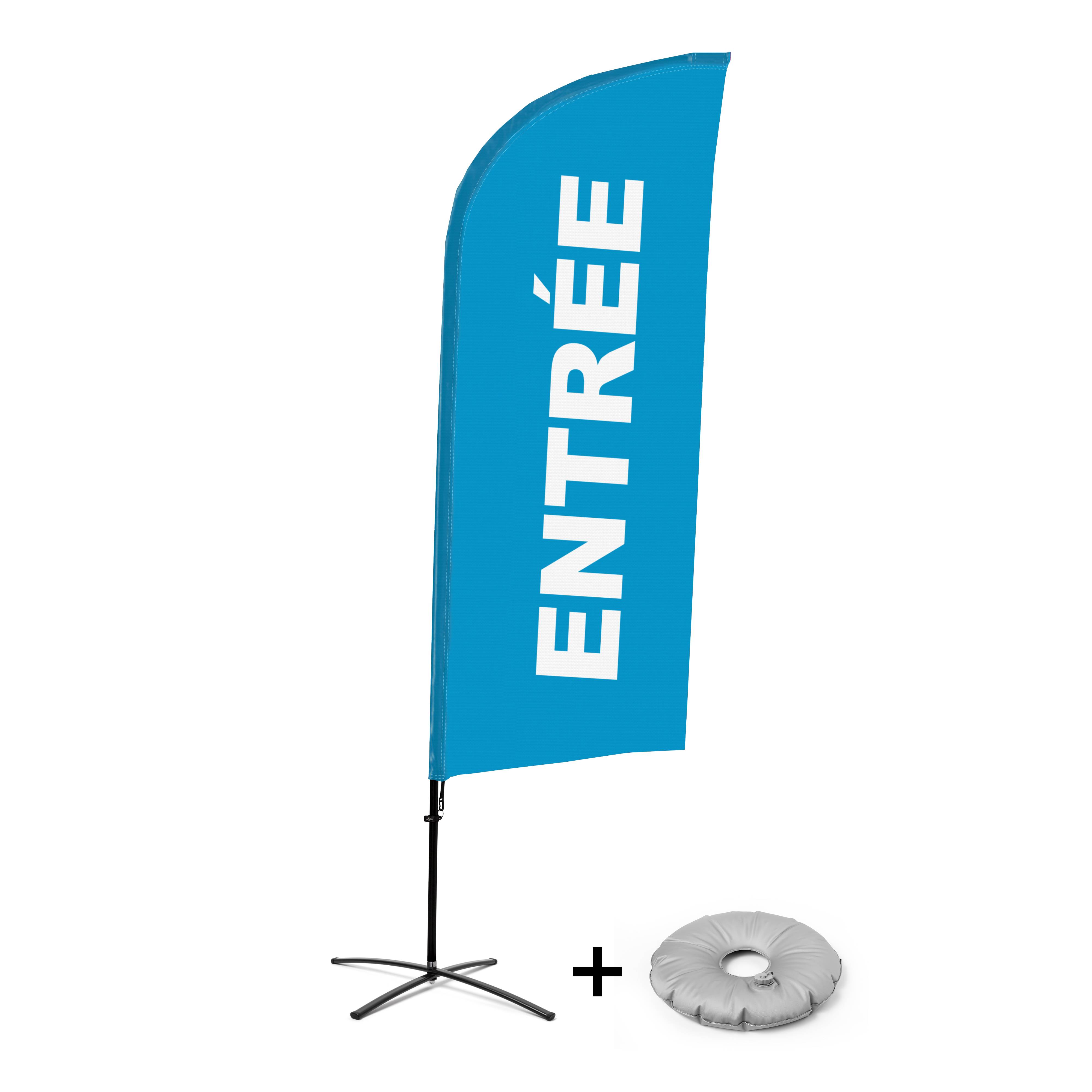Showdown Displays Beachflag Alu Wind Komplett-Set Eingang Blau Französisch Kreuzständer