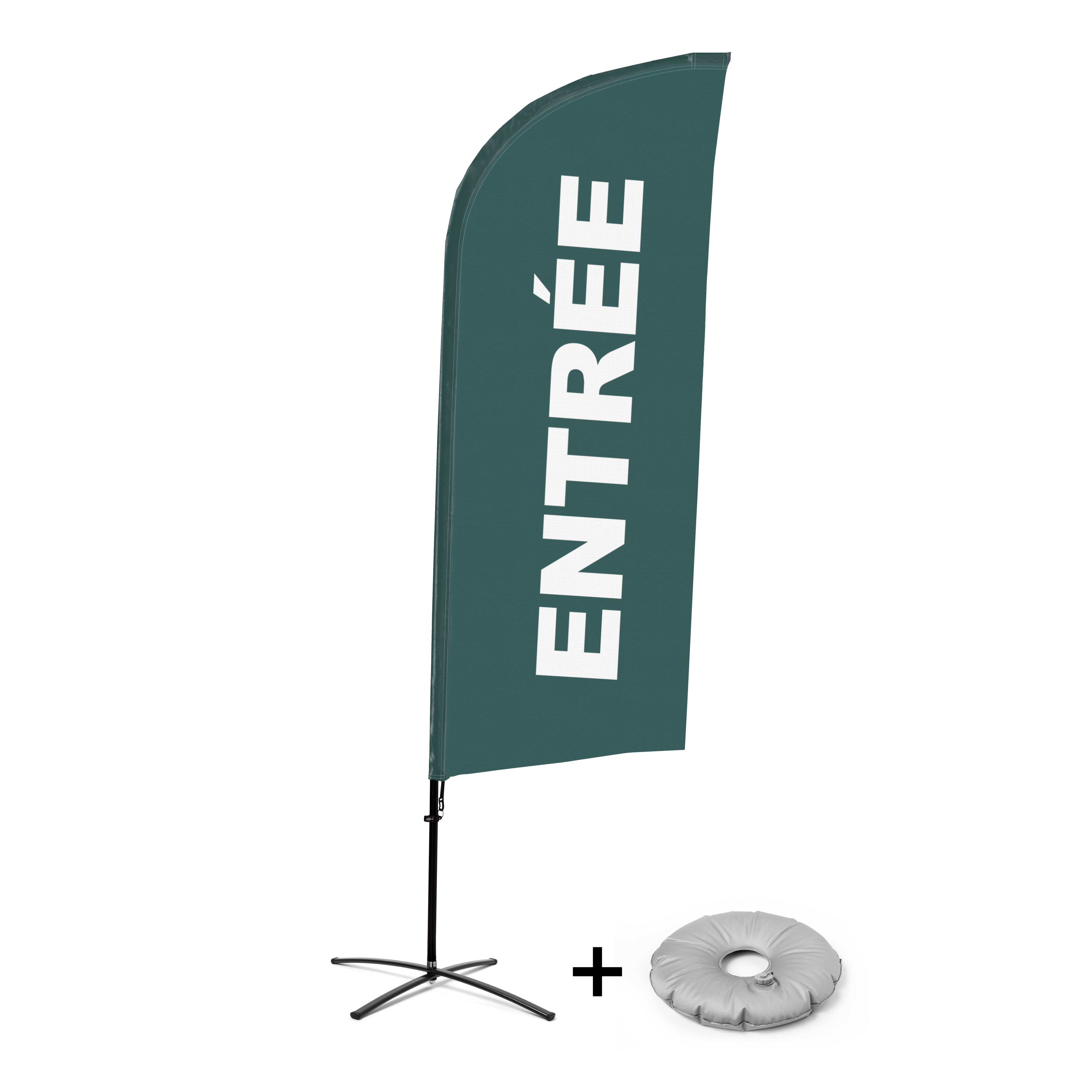 Showdown Displays Beachflag Alu Wind Komplett-Set Eingang Grau Französisch Kreuzständer