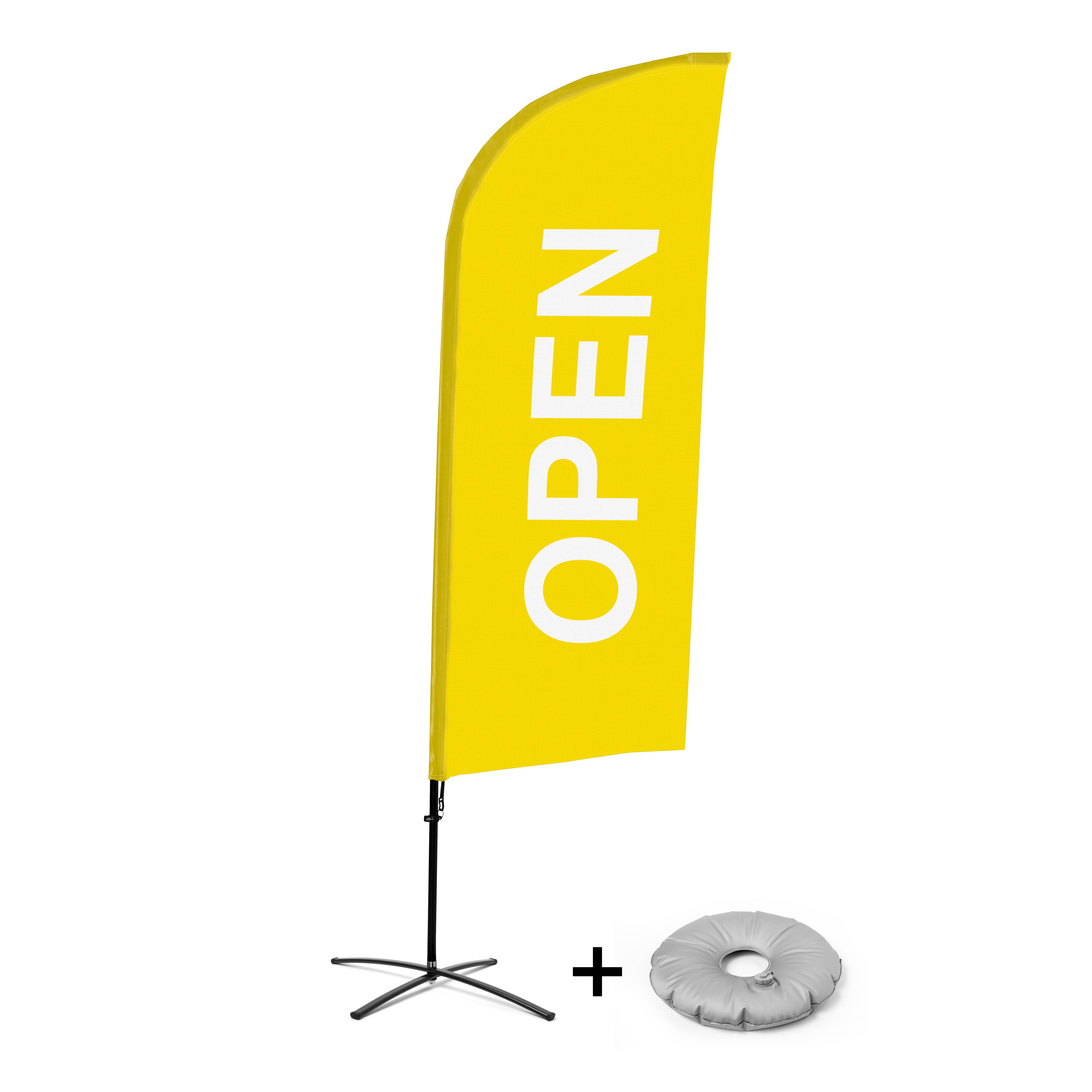 Showdown Displays Beachflag Alu Wind Komplett-Set Geöffnet Gelb Englisch Kreuzständer