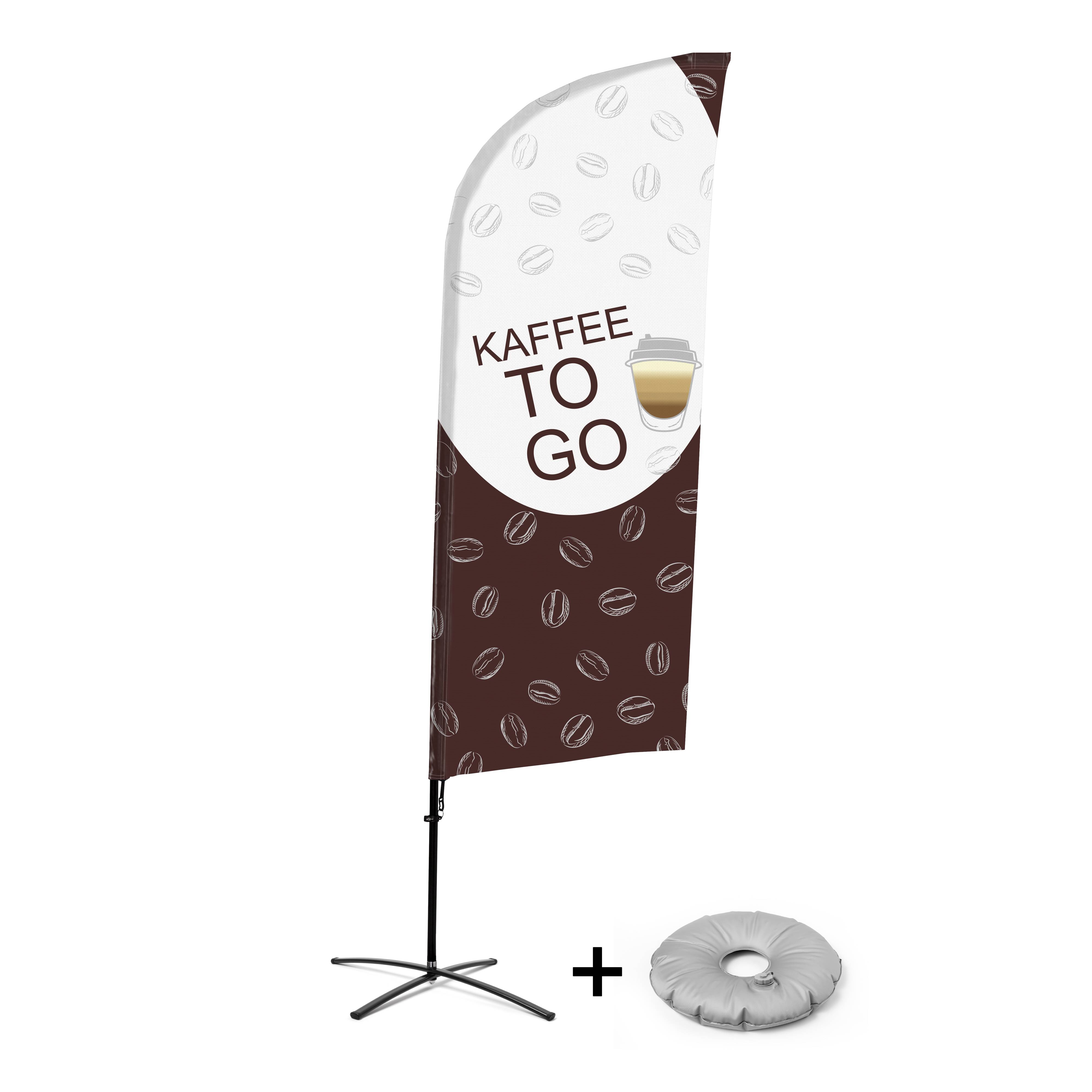 Showdown Displays Beachflag Alu Wind Komplett-Set Kaffee To Go Deutsch Kreuzständer