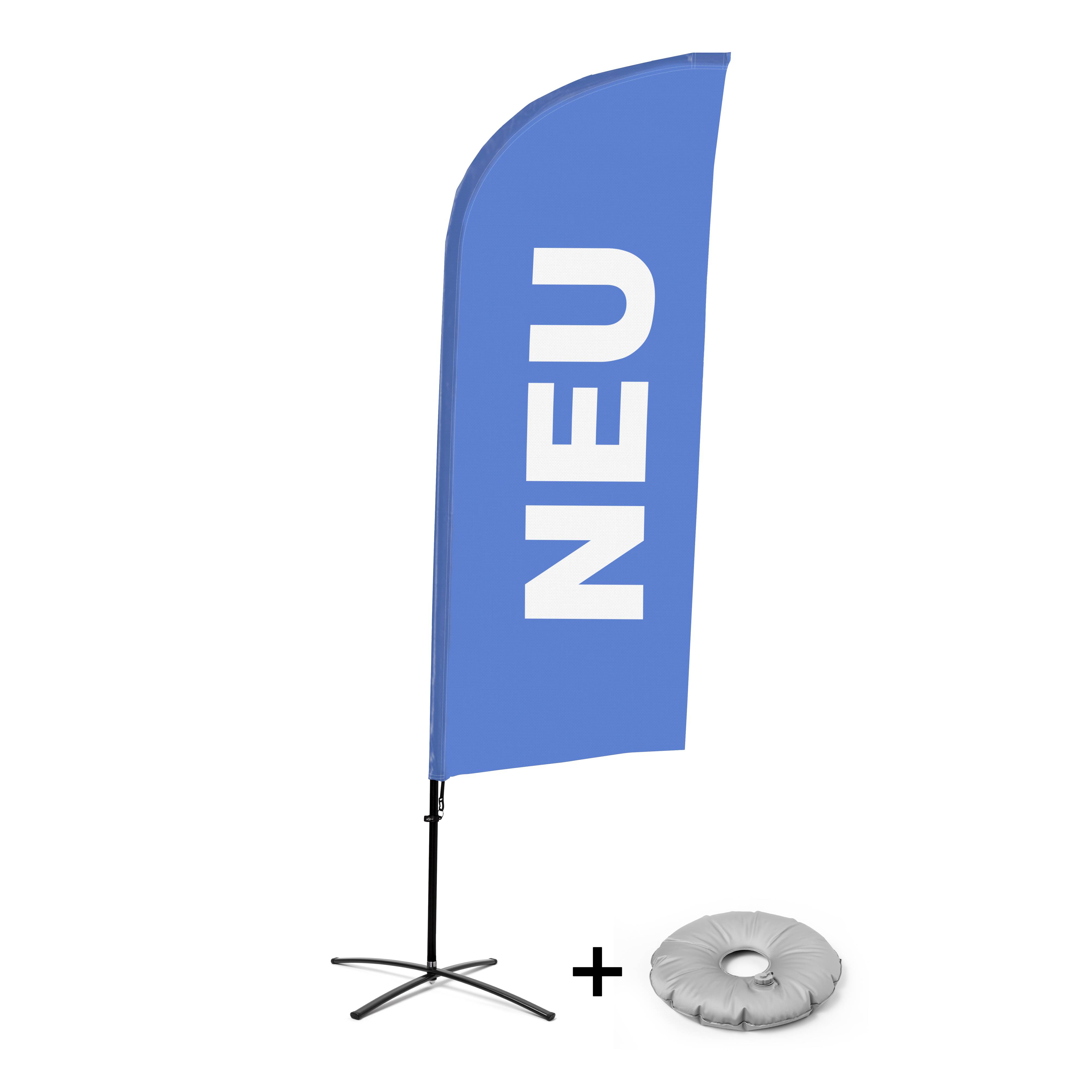 Showdown Displays Beachflag Alu Wind Komplett-Set Neu Blau Deutsch Kreuzständer