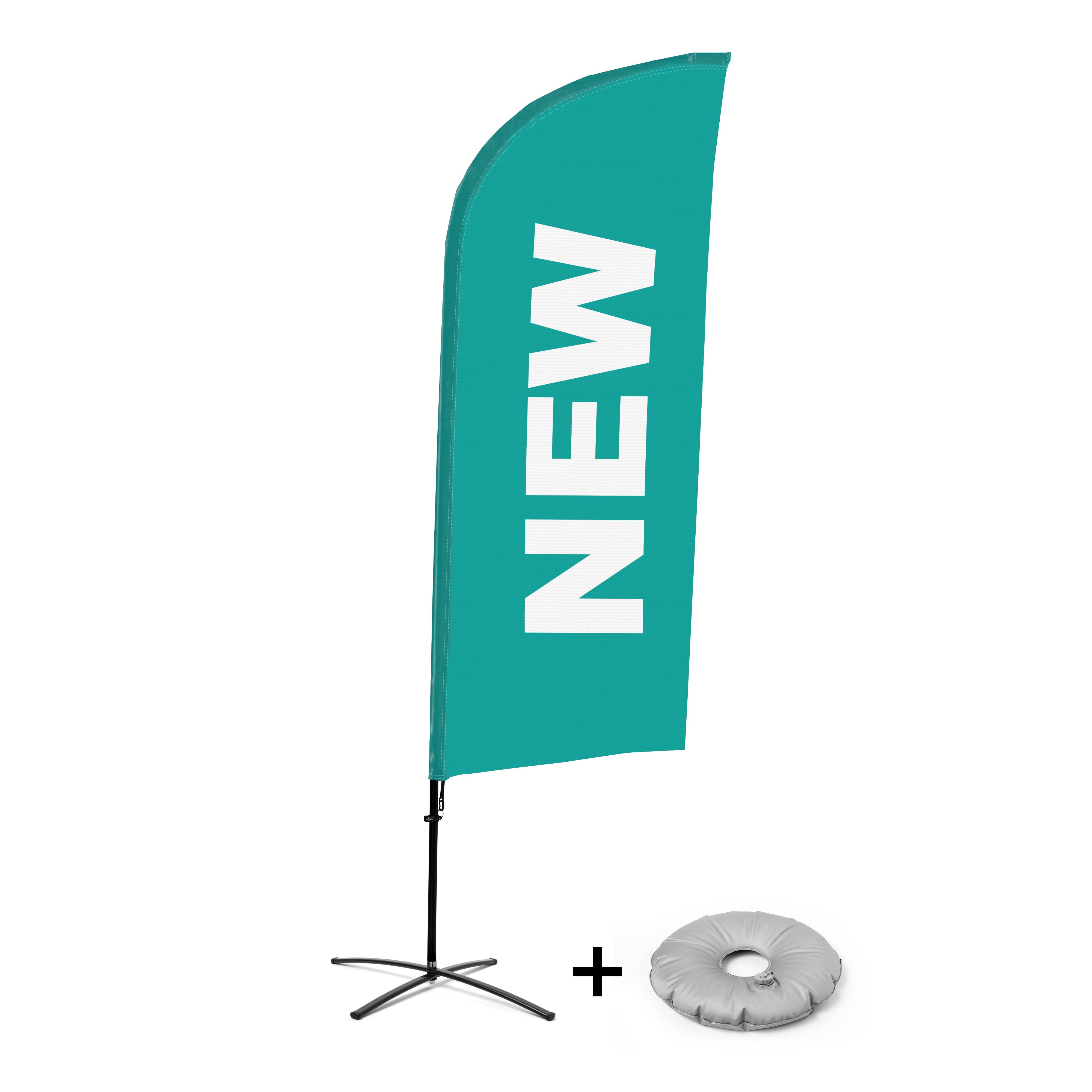 Showdown Displays Beachflag Alu Wind Komplett-Set Neu Türkis Englisch Kreuzständer