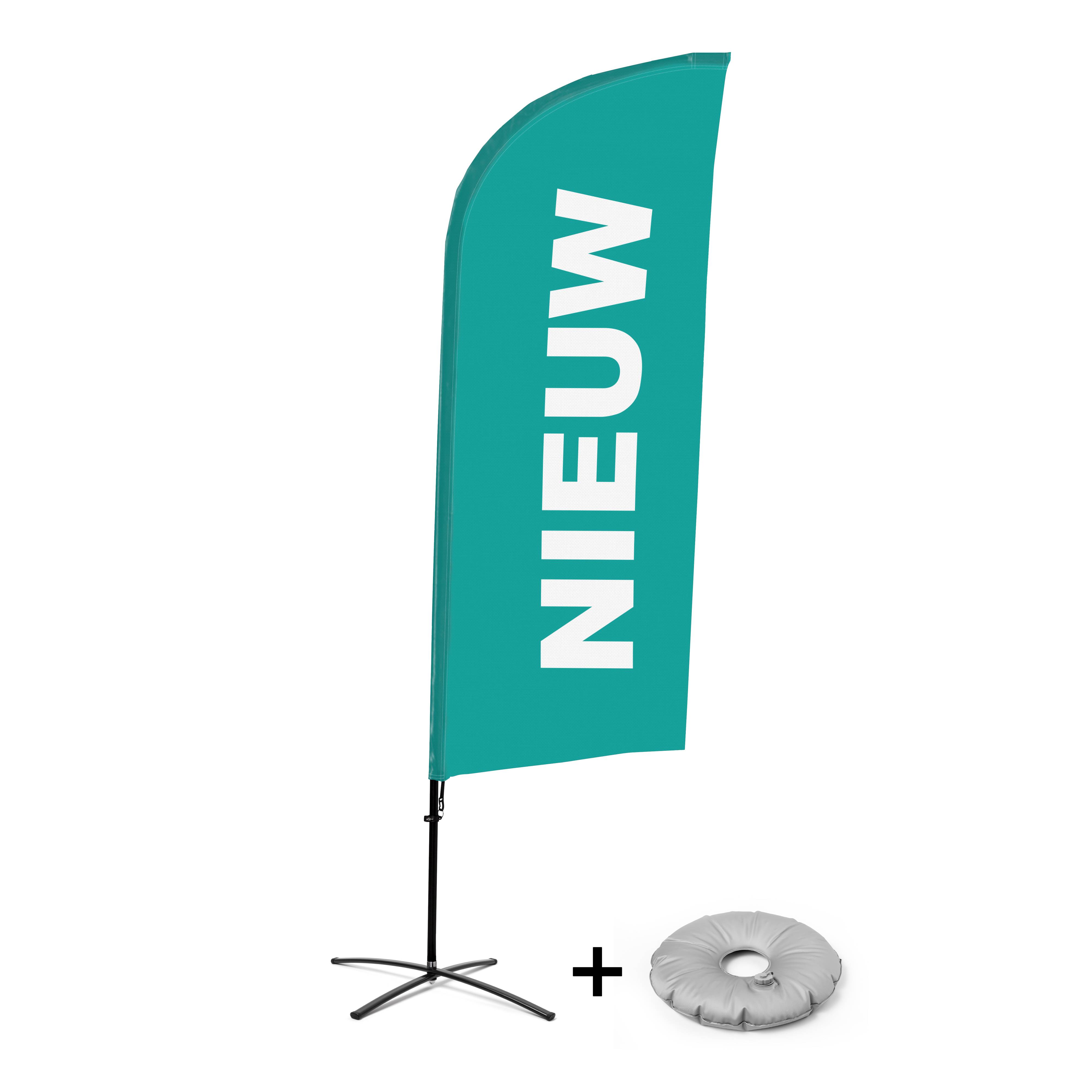 Showdown Displays Beachflag Alu Wind Komplett-Set Neu Türkis Niederländisch Kreuzständer