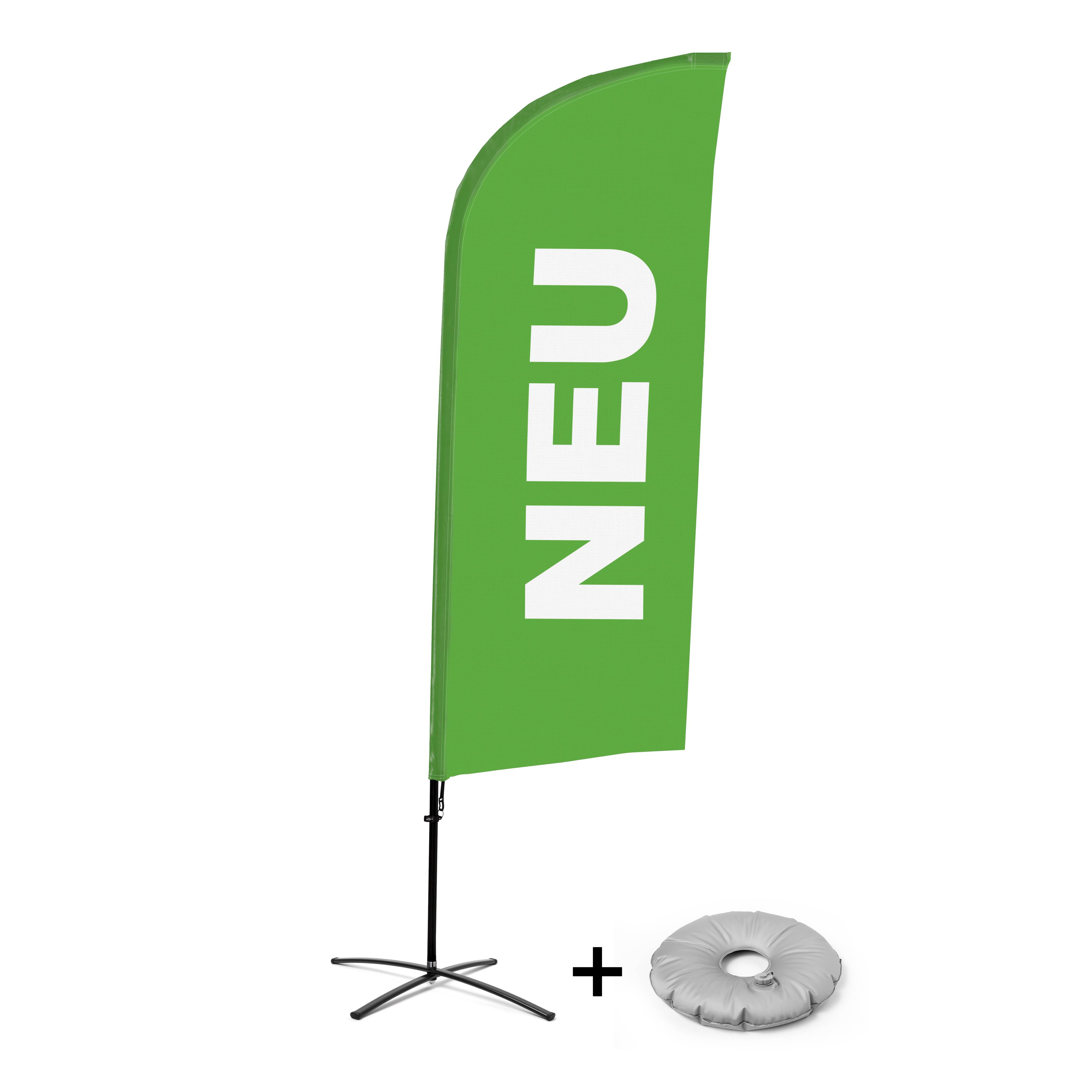 Showdown Displays Beachflag Alu Wind Komplett-Set Neu Grün Deutsch Kreuzständer