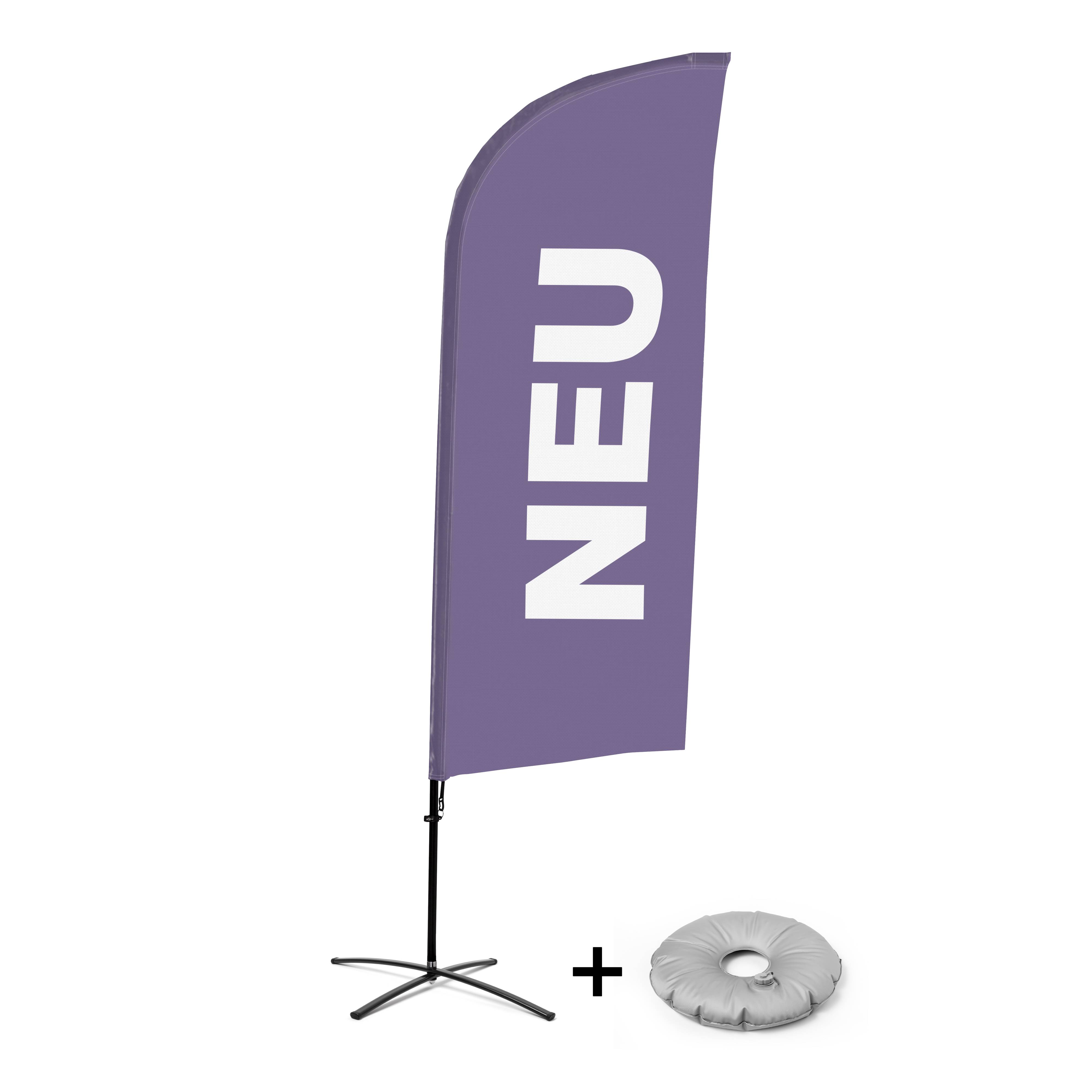 Showdown Displays Beachflag Alu Wind Komplett-Set Neu Lila Deutsch Kreuzständer