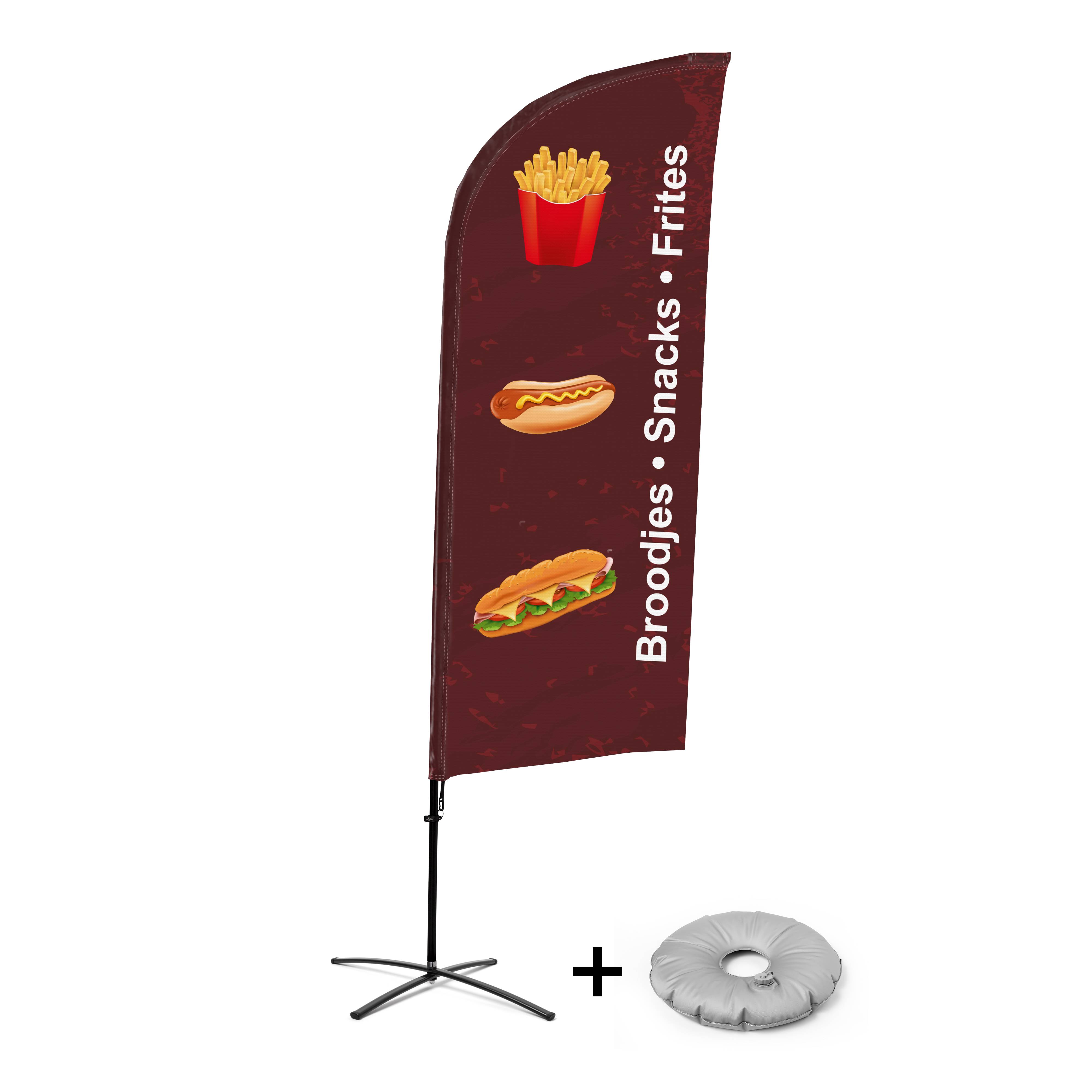 Showdown Displays Beachflag Alu Wind Komplett-Set Snacks Niederländisch Kreuzständer
