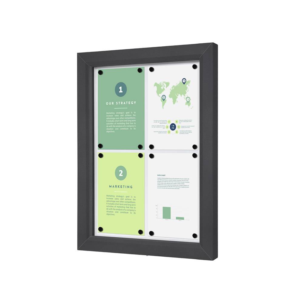 Showdown Displays Abschließbarer Schaukasten SLIM Outdoor - 4x DIN A4 - Anthrazit