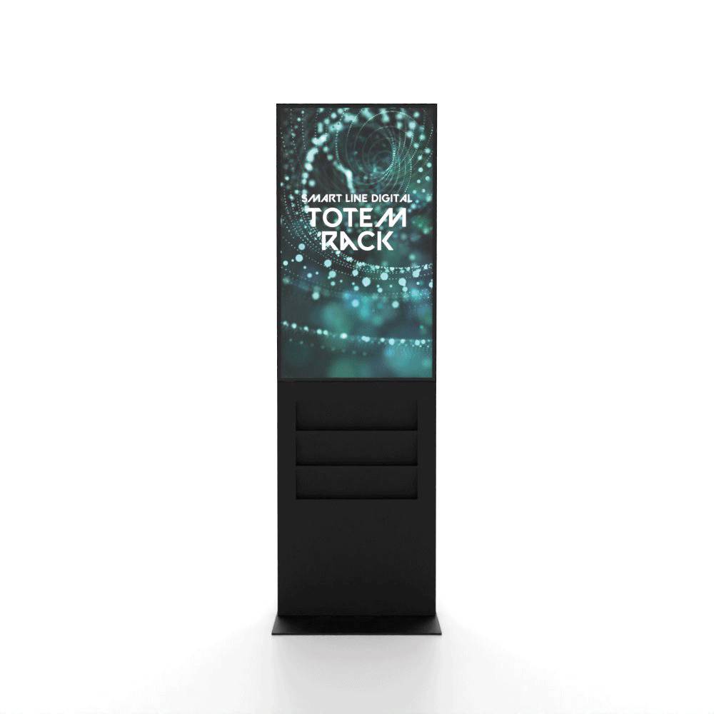 Showdown Displays Smart Line Digitale Infostele Regal - 6x DIN A4 - mit Samsung-Bildschirm - 43 Zoll - Schwarz