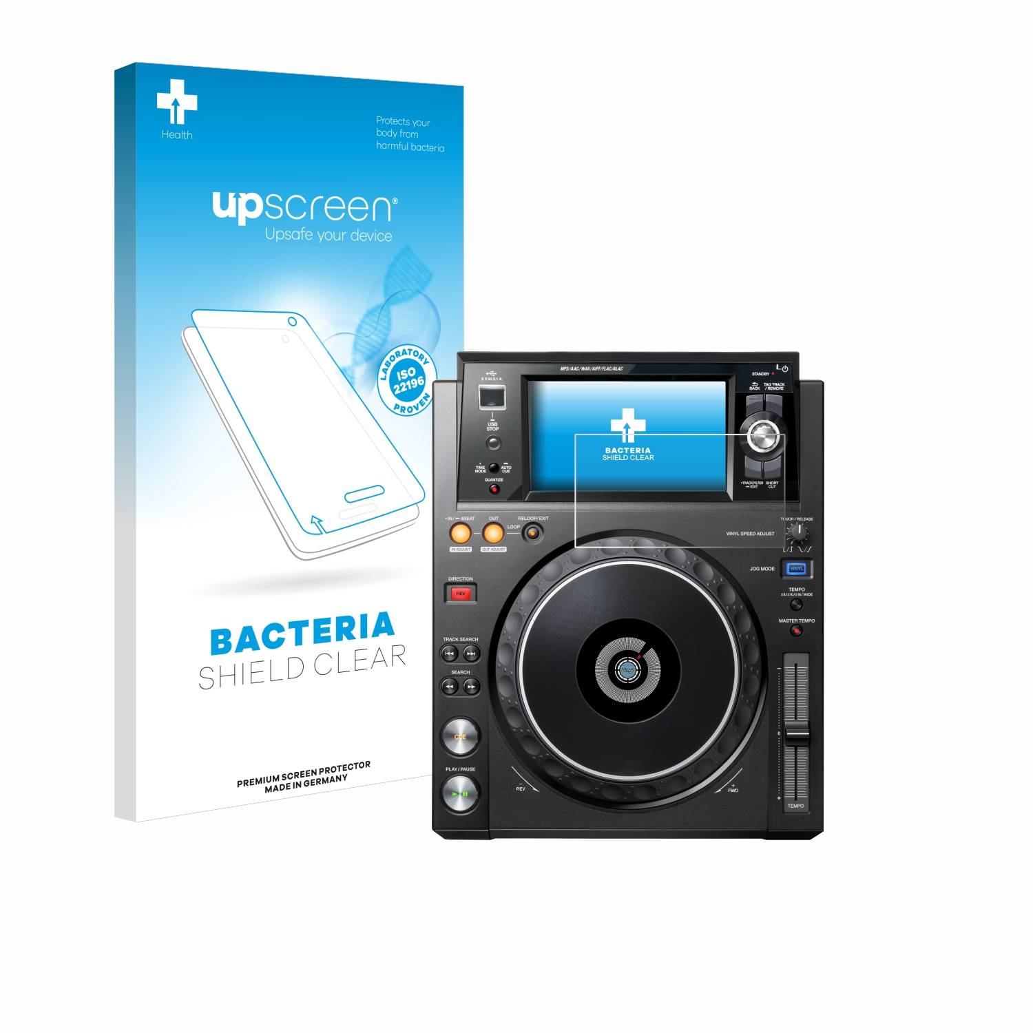 upscreen Bacteria Shield Schutzfolie für Pioneer XDJ -1000MK2 - Antibakteriell