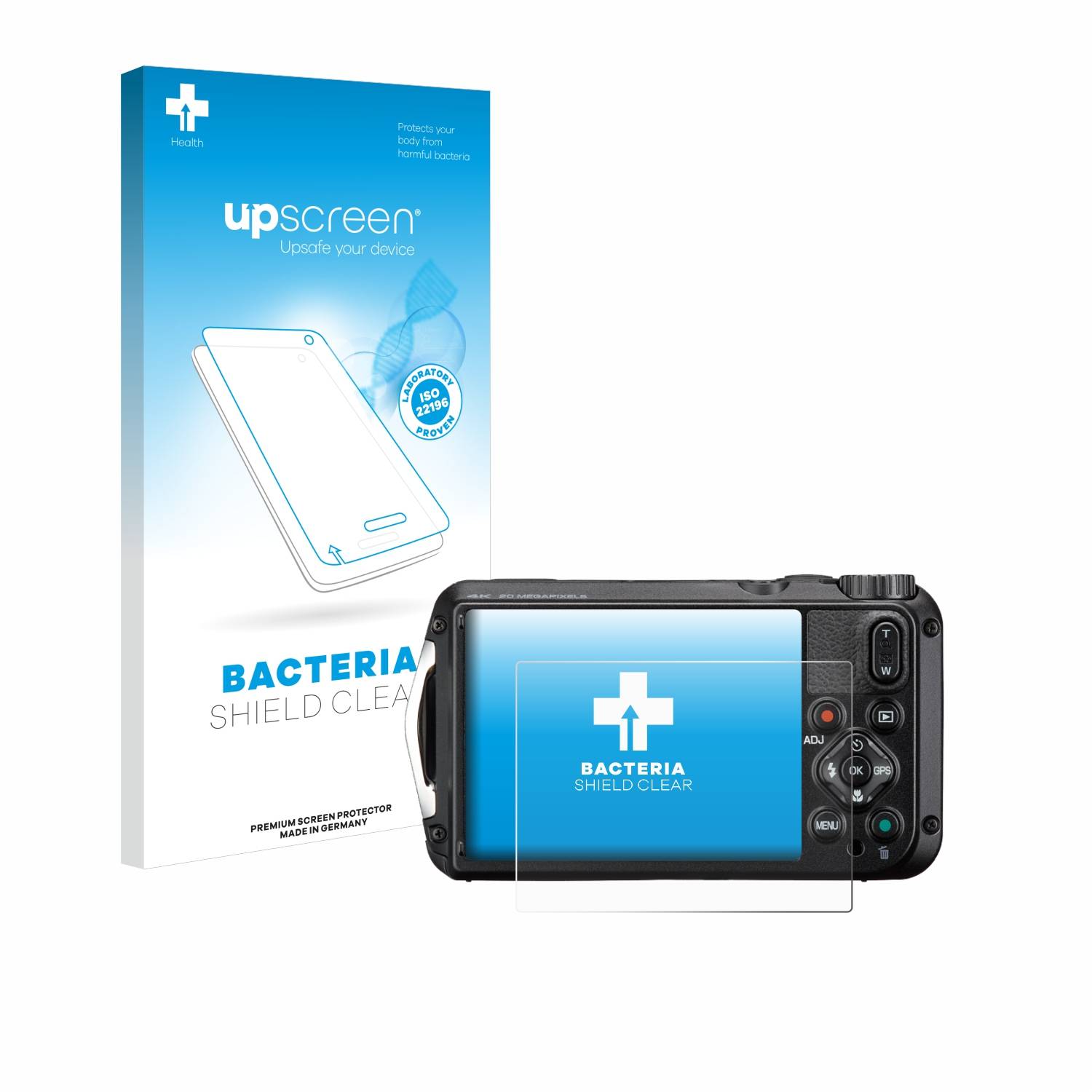 upscreen Bacteria Shield Schutzfolie für Ricoh Pentax WG-8 - Antibakteriell