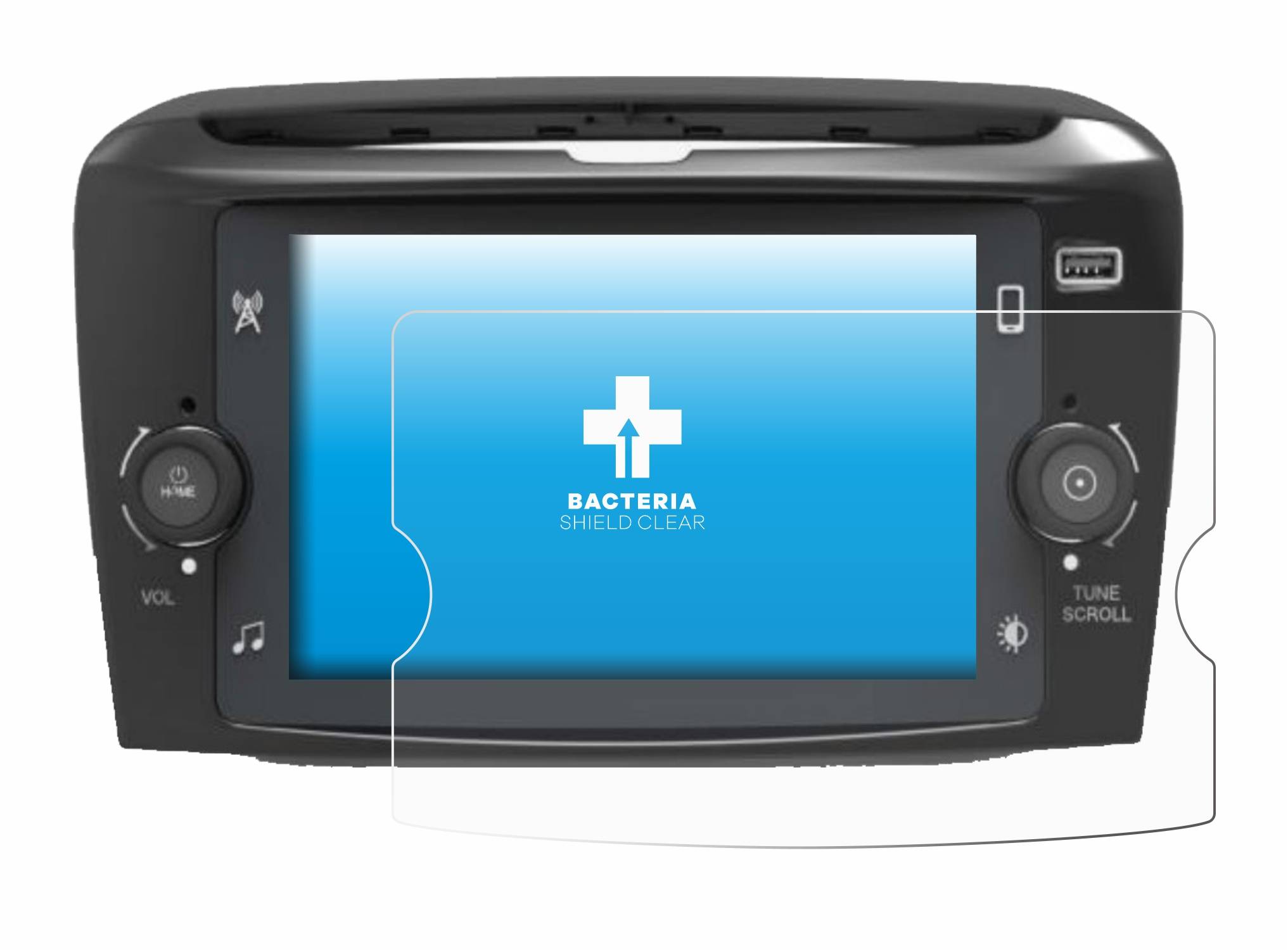 upscreen Bacteria Shield Schutzfolie für Lancia Ypsilon 7 - Antibakteriell