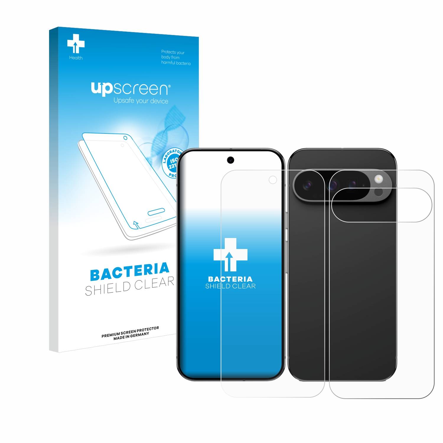 upscreen Bacteria Shield Schutzfolie für Google Pixel 9 Pro (Display+Rückseite) - Antibakteriell