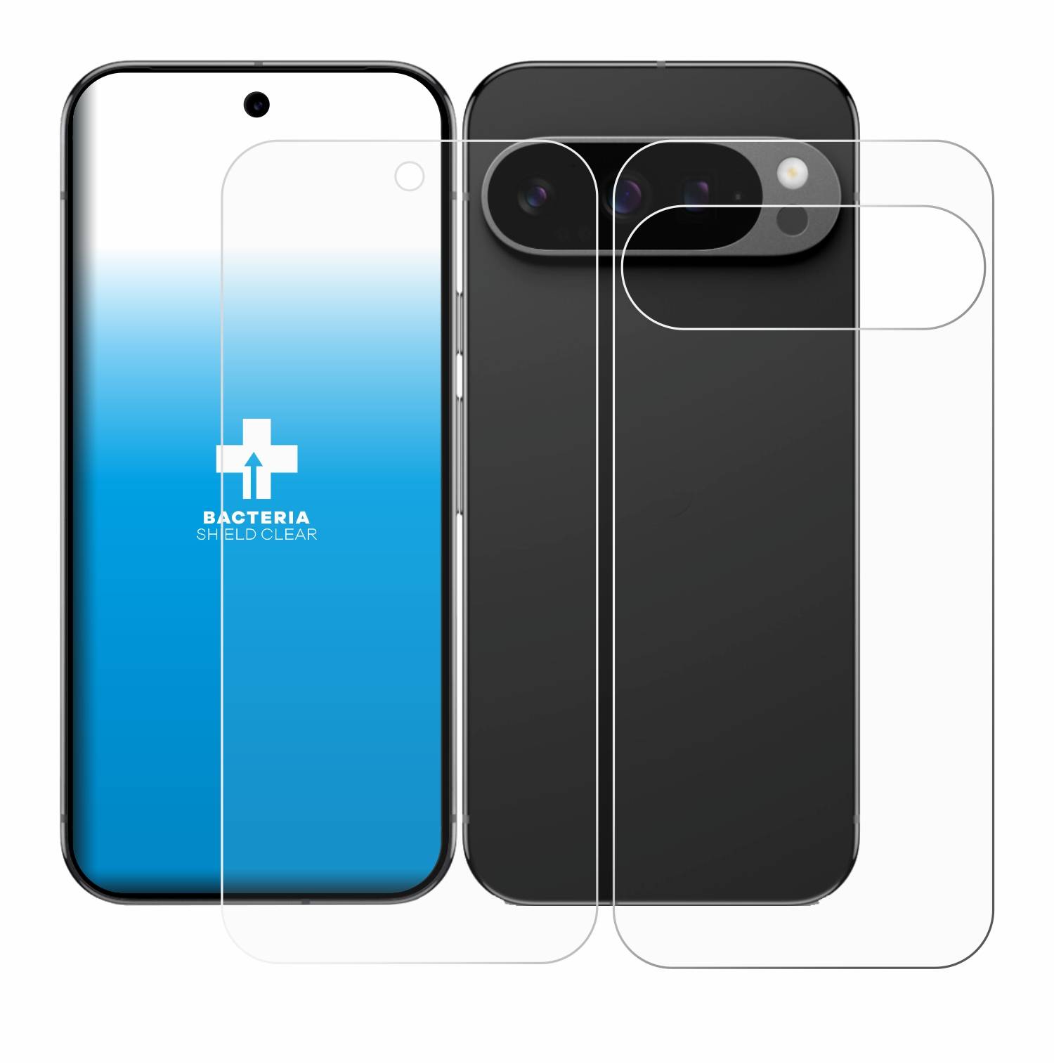 upscreen Bacteria Shield Schutzfolie für Google Pixel 9 Pro (Display+Rückseite) - Antibakteriell