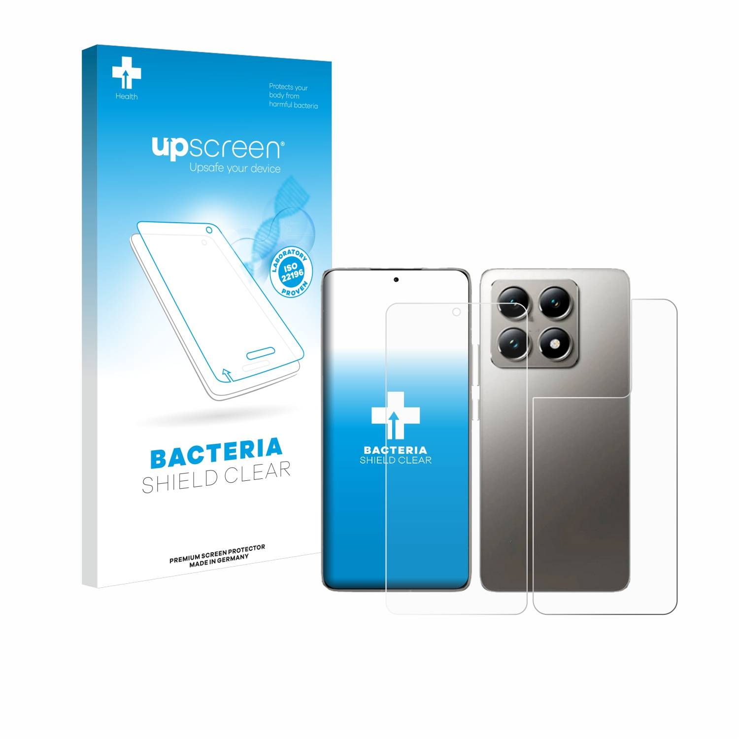 upscreen Bacteria Shield Schutzfolie für Xiaomi 14T Pro (Display+Rückseite) - Antibakteriell