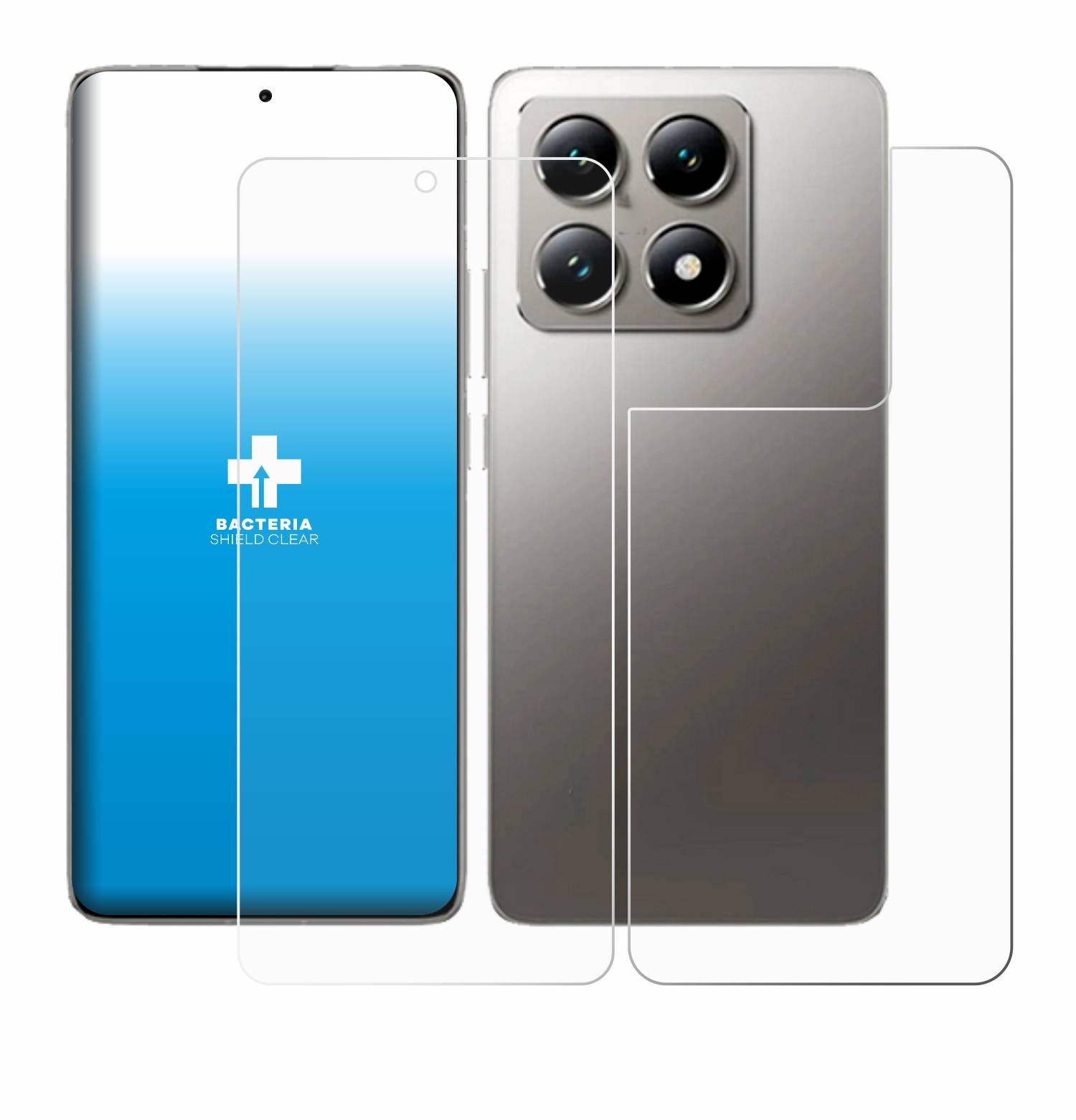 upscreen Bacteria Shield Schutzfolie für Xiaomi 14T Pro (Display+Rückseite) - Antibakteriell