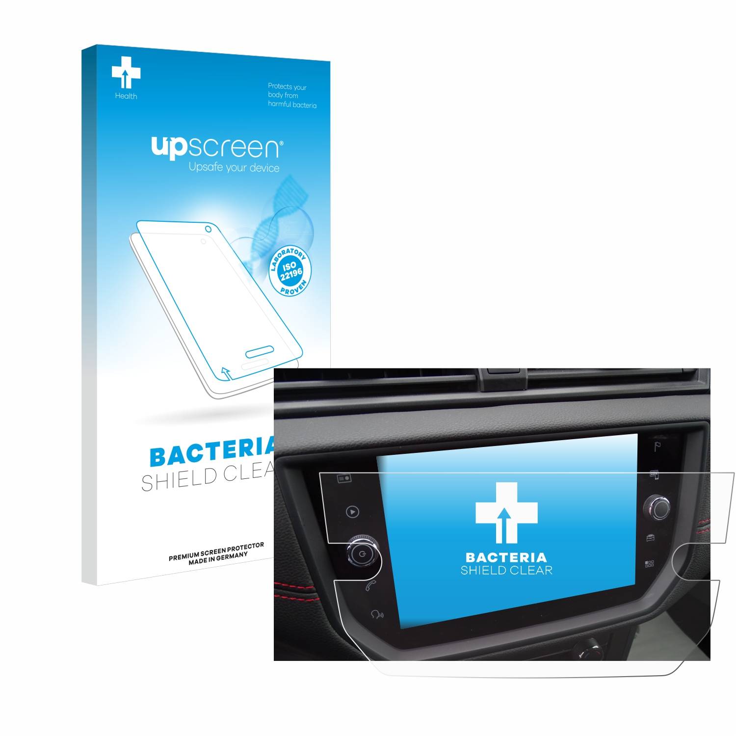 upscreen Bacteria Shield Schutzfolie für Seat Arona FR Stereo BJ 2019 - Antibakteriell