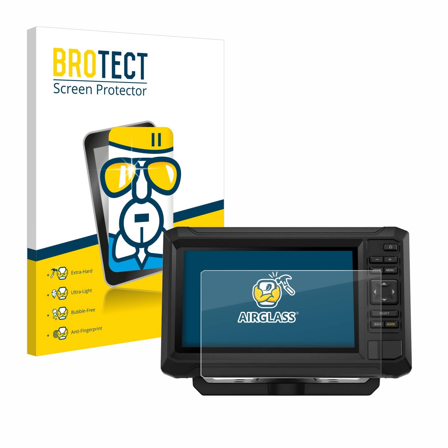BROTECT AirGlass Glas Panzer-Folie für Garmin ECHOMAP UHD2 7 Tasten - Schutzglas
