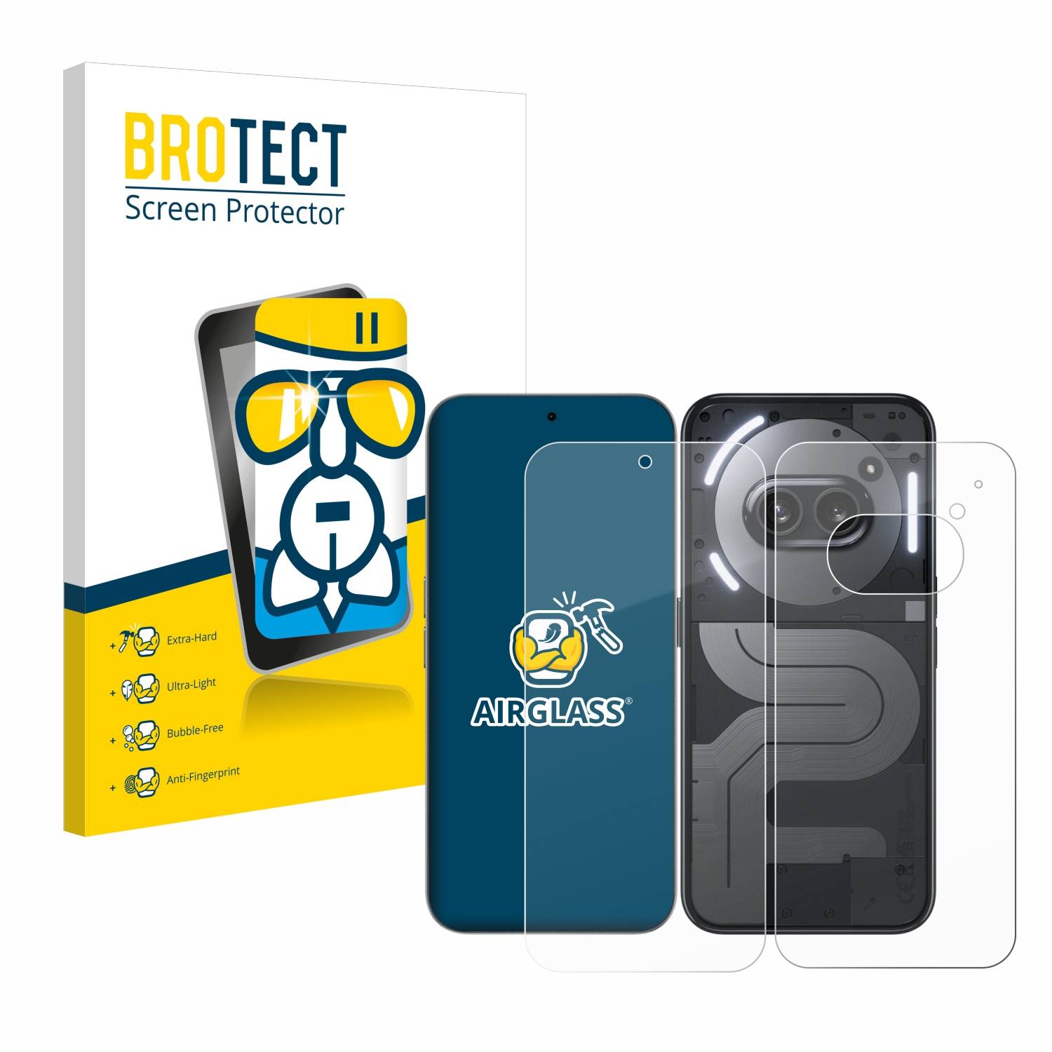 BROTECT AirGlass Glas Panzer-Folie für Nothing Phone (2a) Plus (Display+Rückseite) - Schutzglas