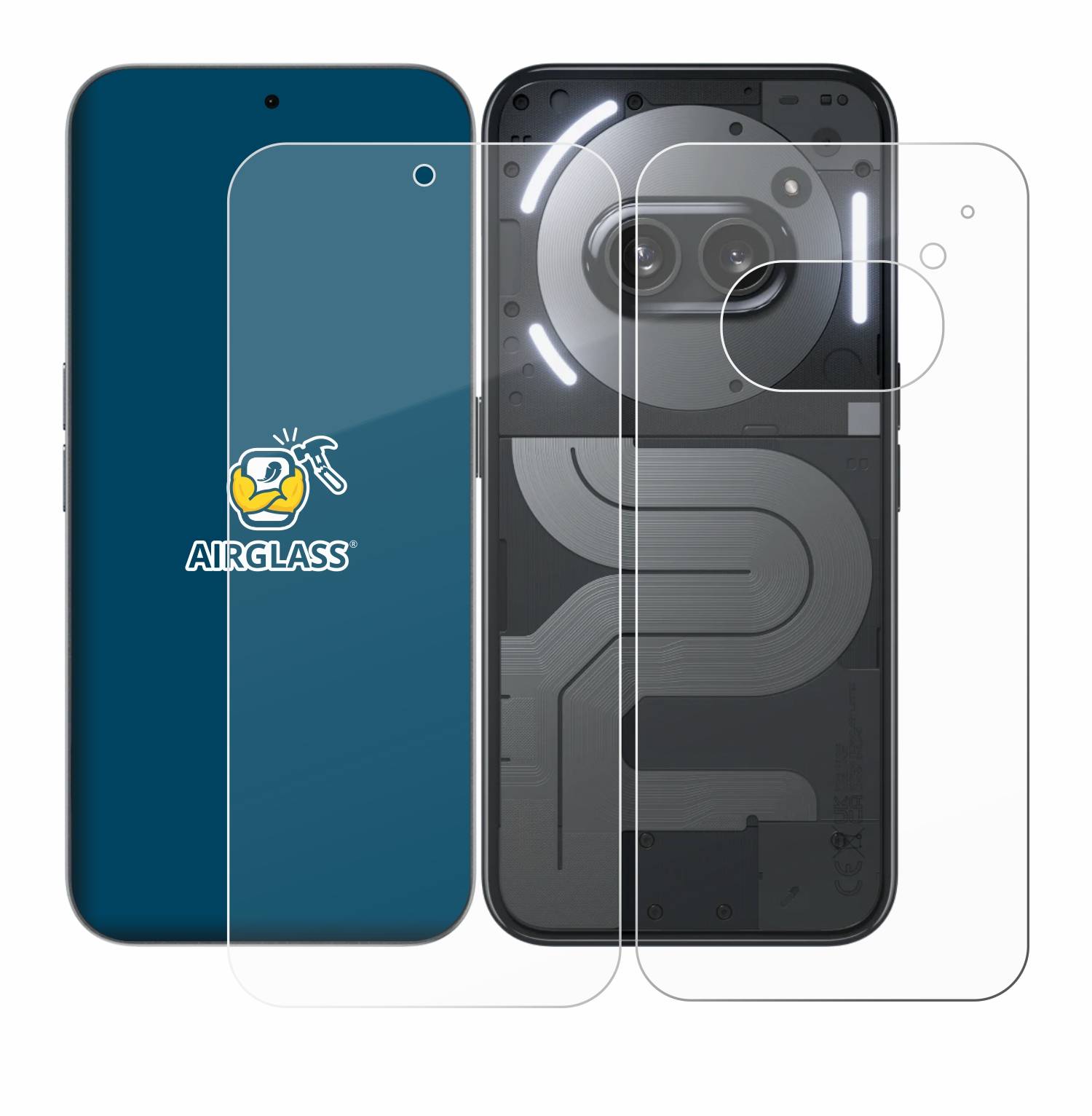 BROTECT AirGlass Glas Panzer-Folie für Nothing Phone (2a) Plus (Display+Rückseite) - Schutzglas