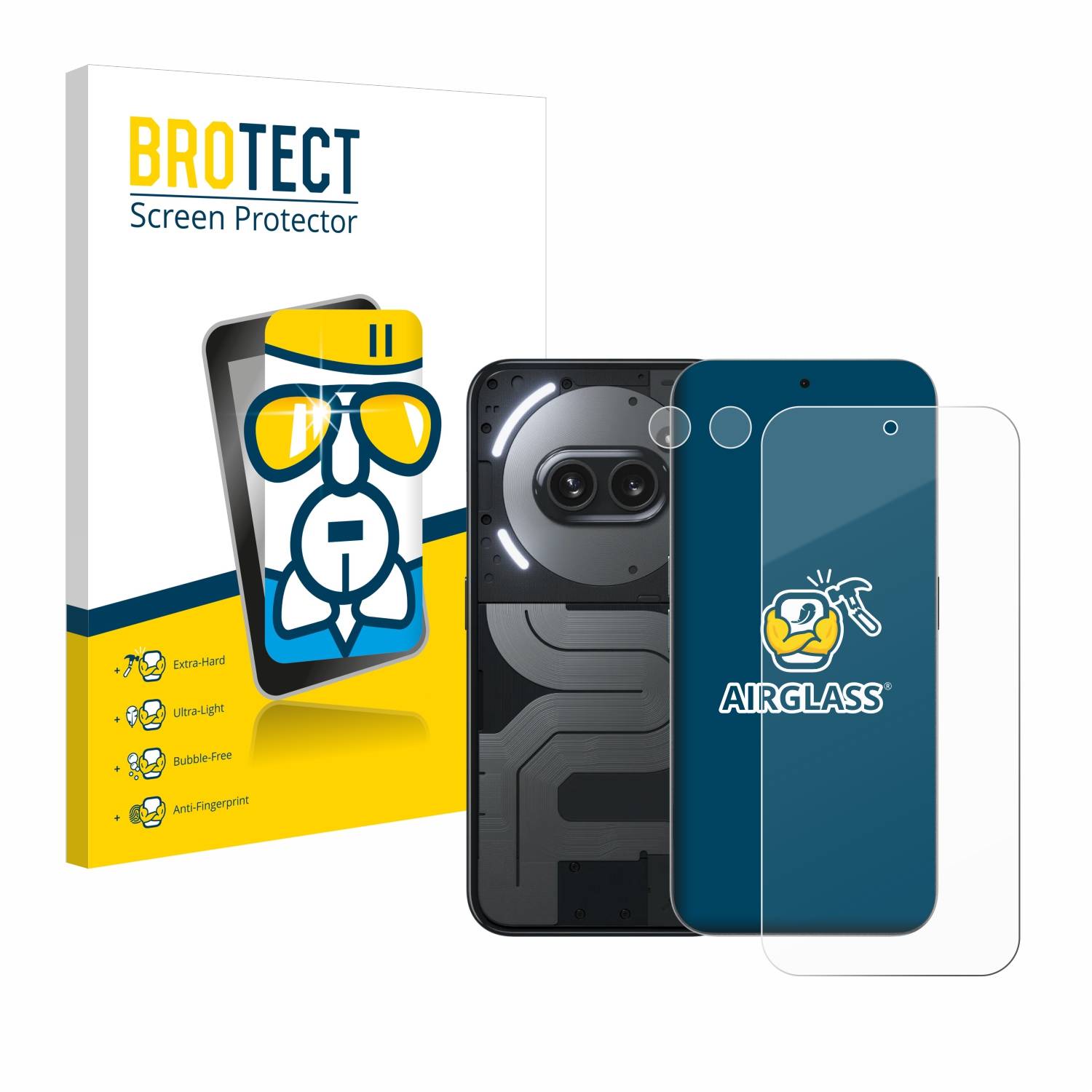 BROTECT AirGlass Glas Panzer-Folie für Nothing Phone (2a) Plus (Display+Kamera) - Schutzglas