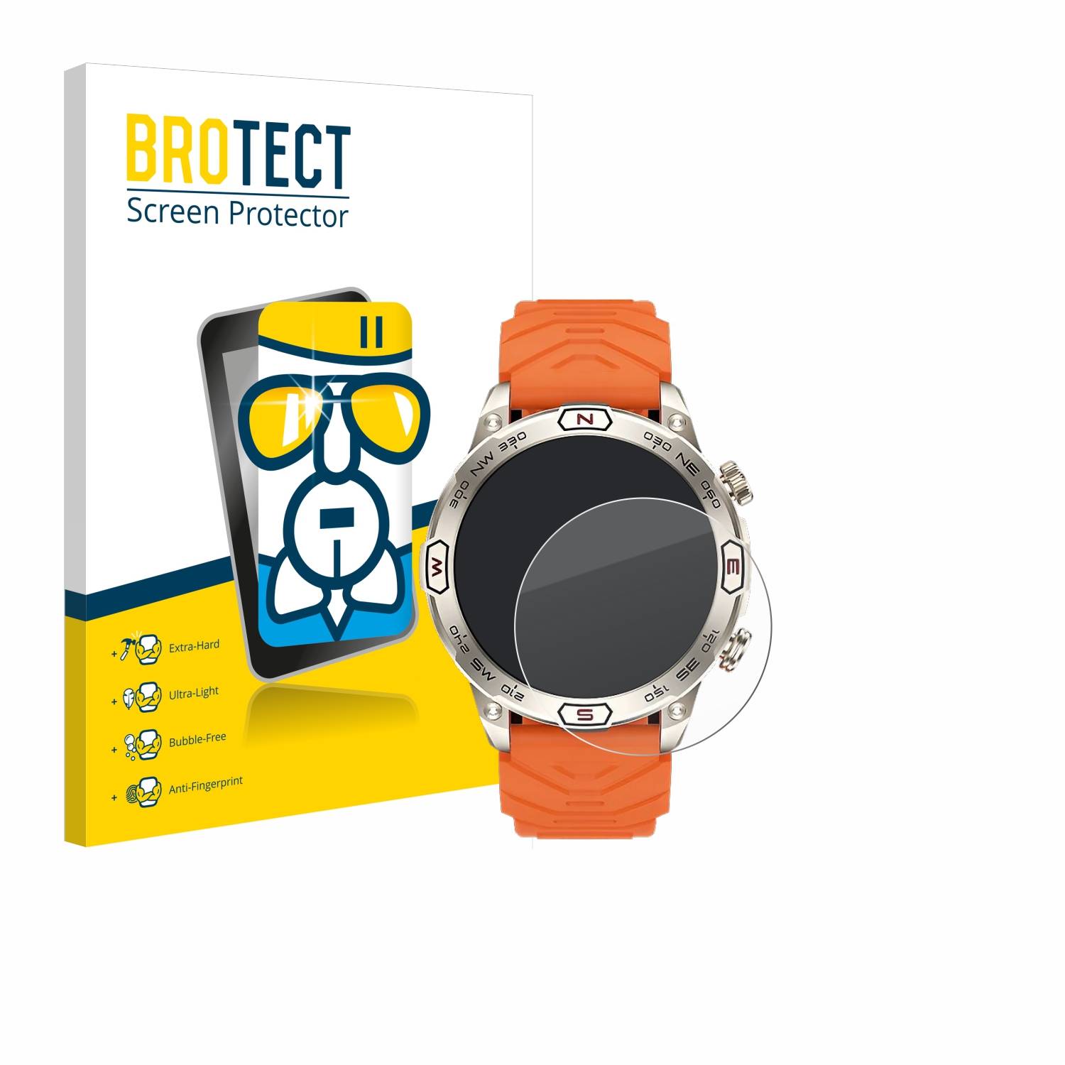 BROTECT AirGlass Glas Panzer-Folie für Bytelike Smartwatch 1.43 - Schutzglas