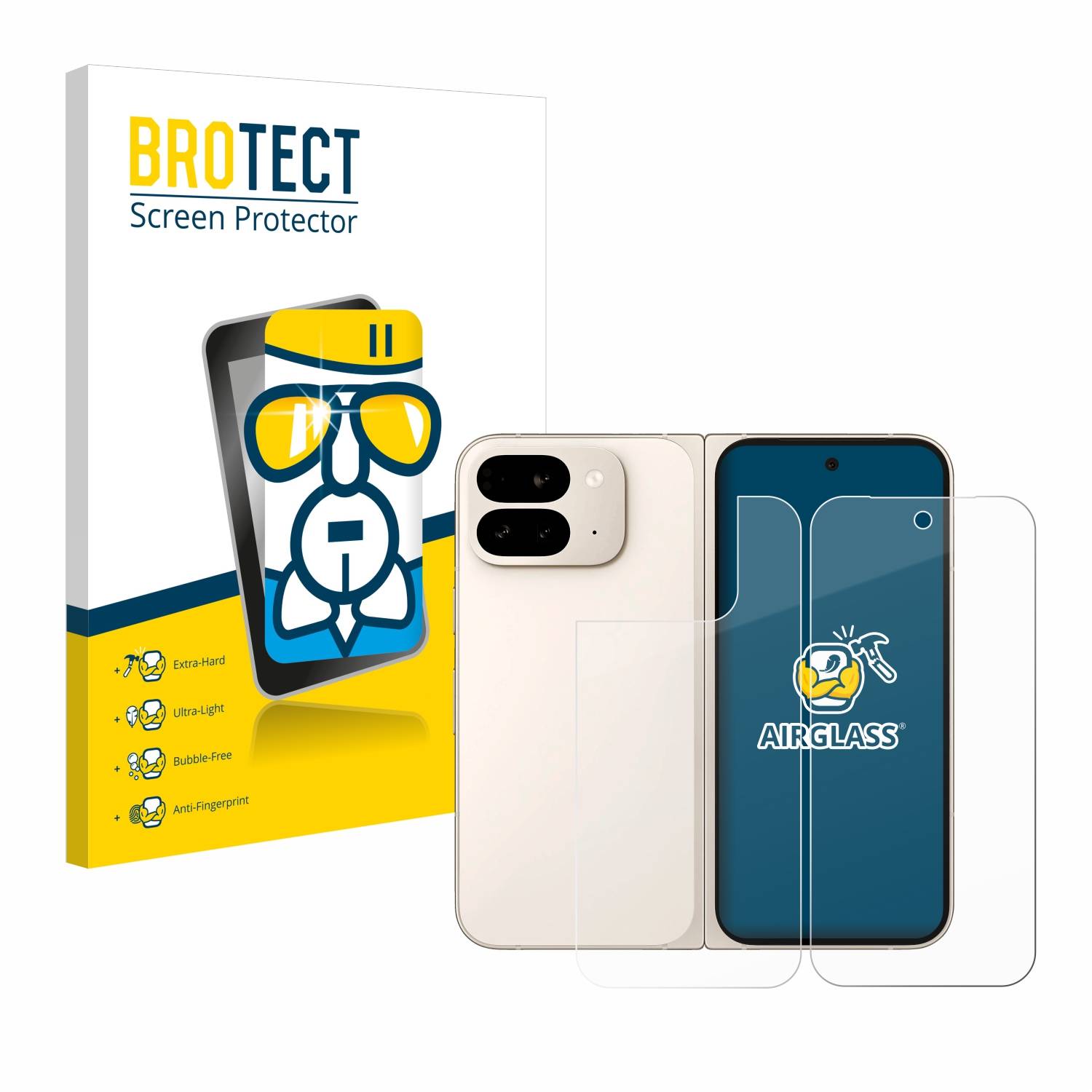 BROTECT AirGlass Glas Panzer-Folie für Google Pixel 9 Pro Fold (Display+Rückseite) - Schutzglas
