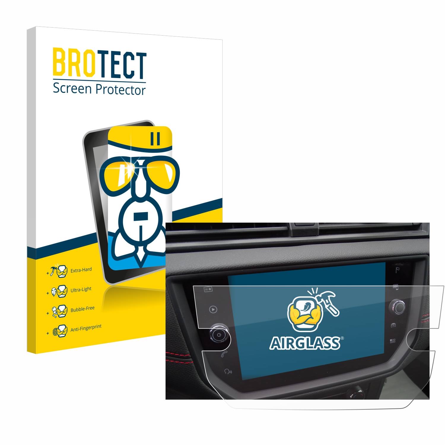 BROTECT AirGlass Glas Panzer-Folie für Seat Arona FR Stereo BJ 2019 - Schutzglas