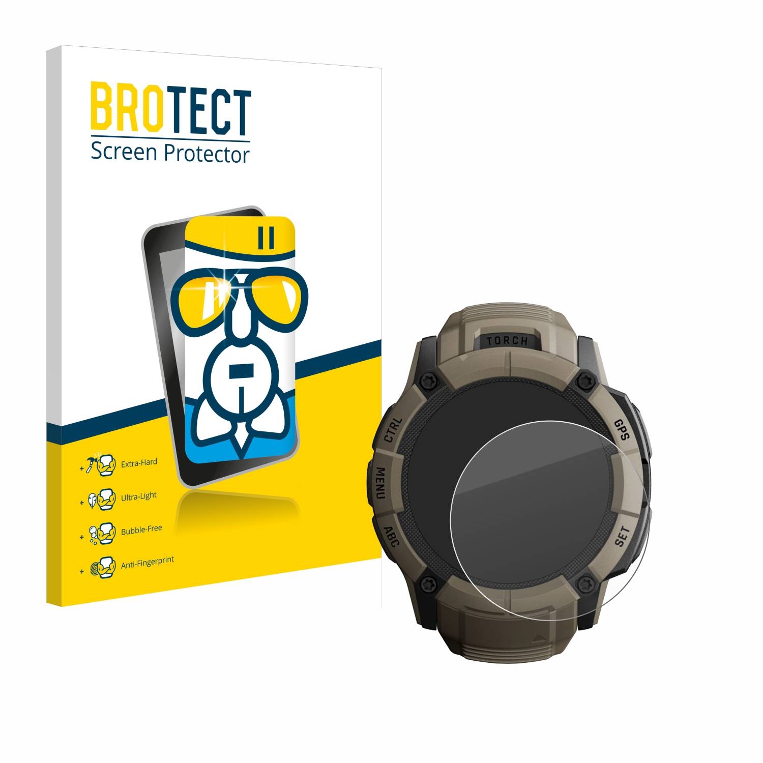 BROTECT AirGlass Glas Panzer-Folie für Garmin Instinct 2X Solar Tactical Edition - Schutzglas