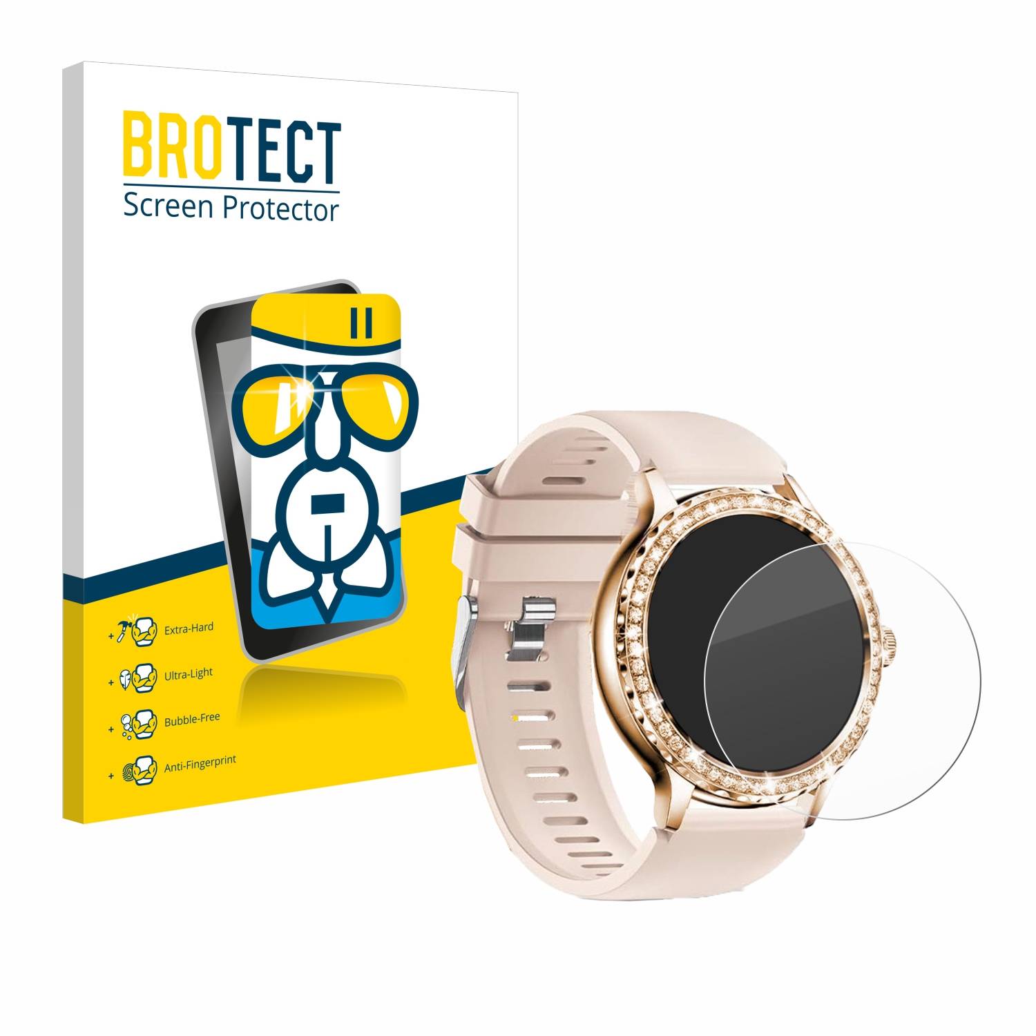 BROTECT AirGlass Glas Panzer-Folie für Bekomiya Smartwatch 1.3 - Schutzglas