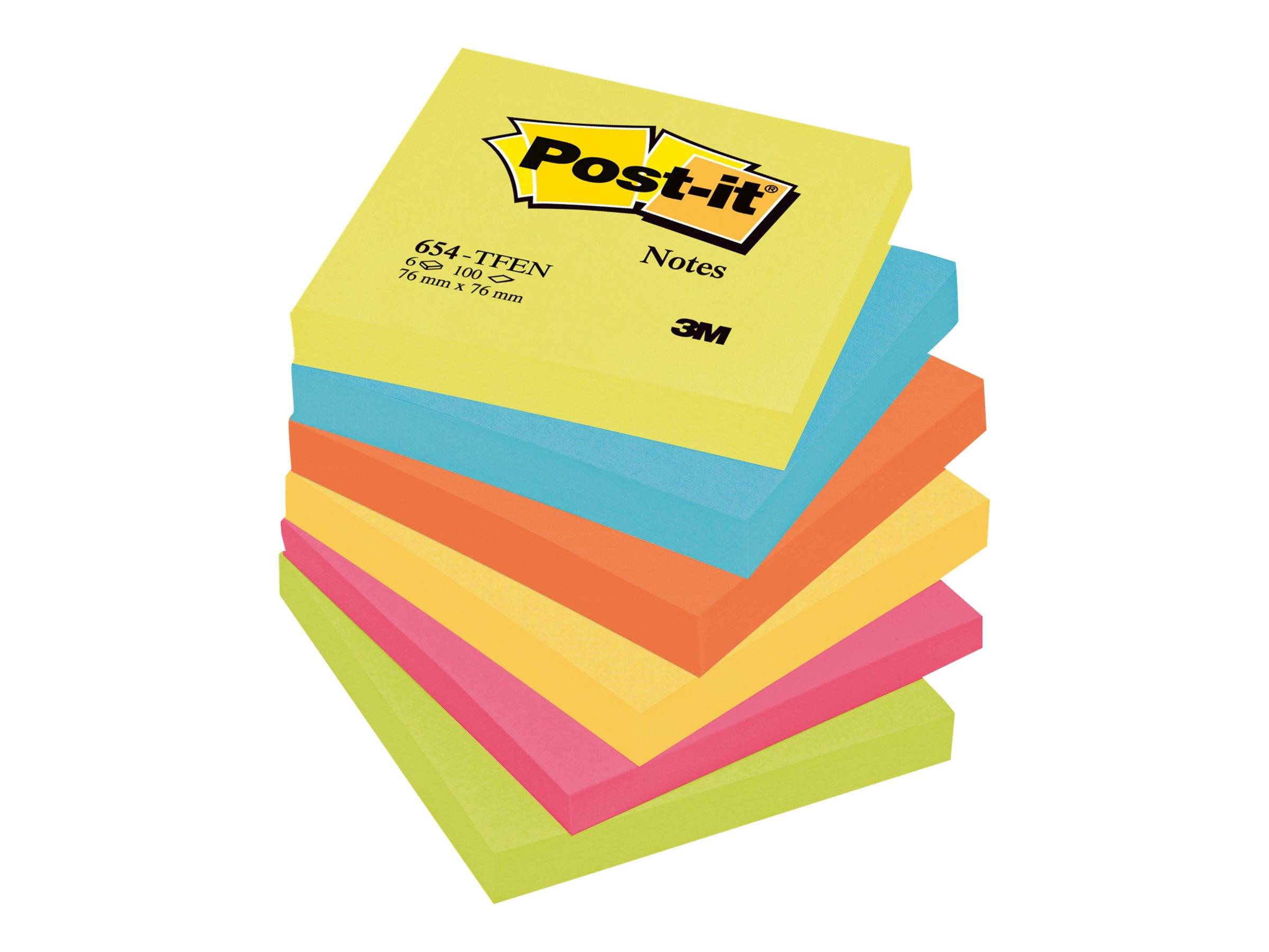 Post-it® Energetic Collection Haftnotizen 654TFEN farbsortiert, 6 Blöcke