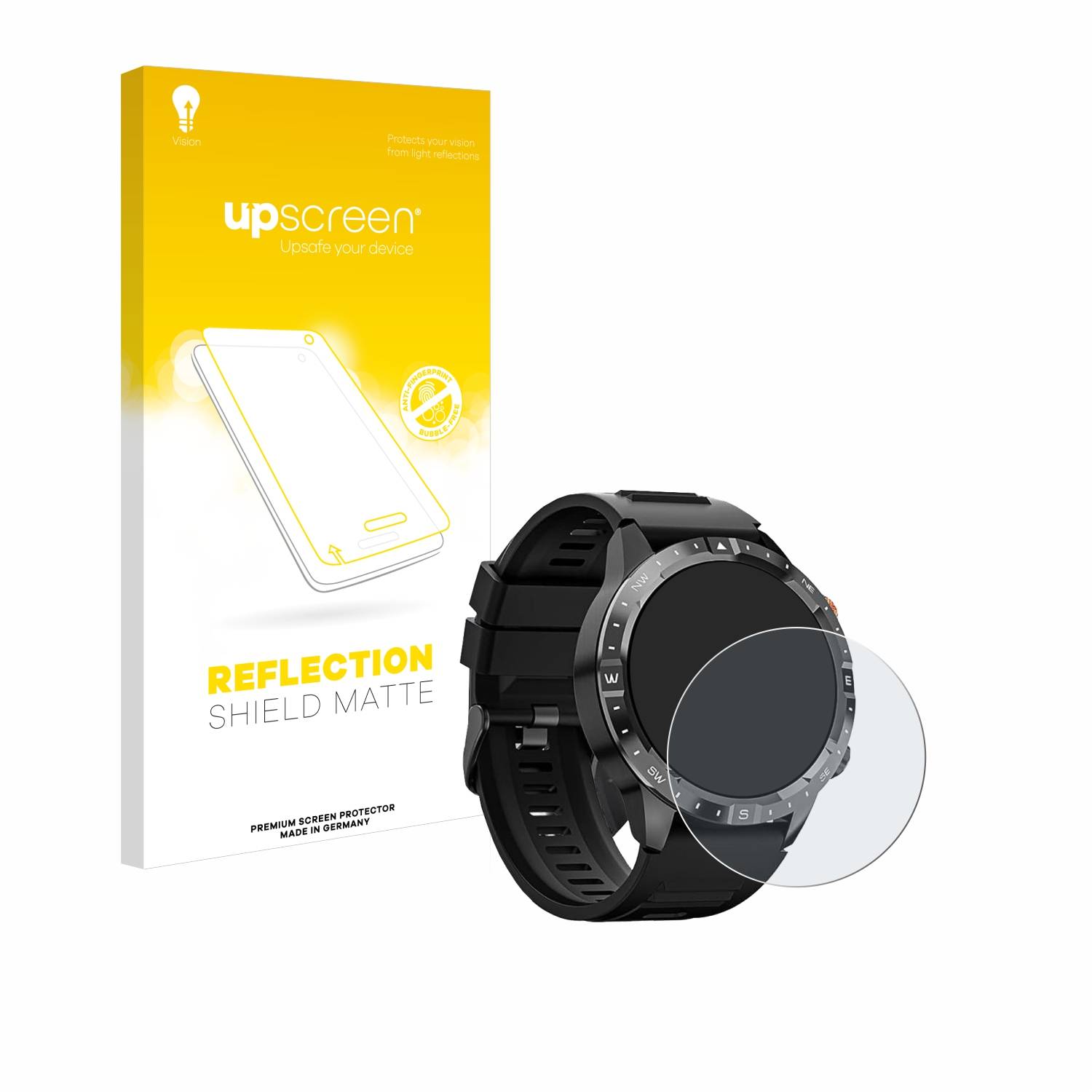 upscreen Reflection Shield Matt Schutzfolie für Sanorum Smartwatch 1.43