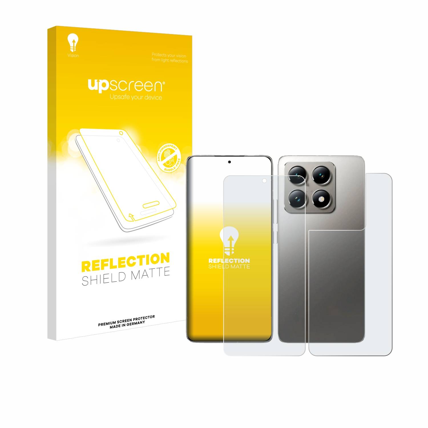 upscreen Reflection Shield Matt Schutzfolie für Xiaomi 14T Pro (Display+Rückseite)