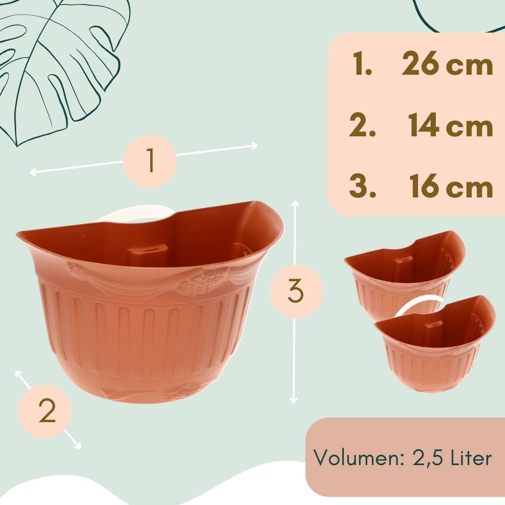 Blumentopf für Regenrohr 2er Set Wandtopf Wandblumentopf Regenrinne Fallrohr Säule Pfosten Abflussrohr Wand Pflanztopf Pflanzgefäß terracotta