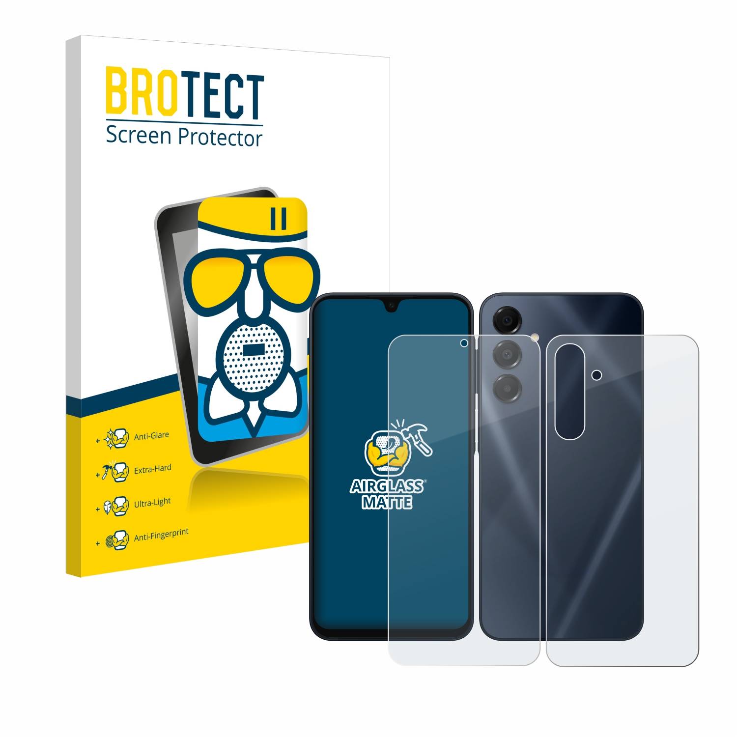 BROTECT AirGlass Matt Glas Panzer Folie für Samsung Galaxy A16 5G (Display+Rückseite)