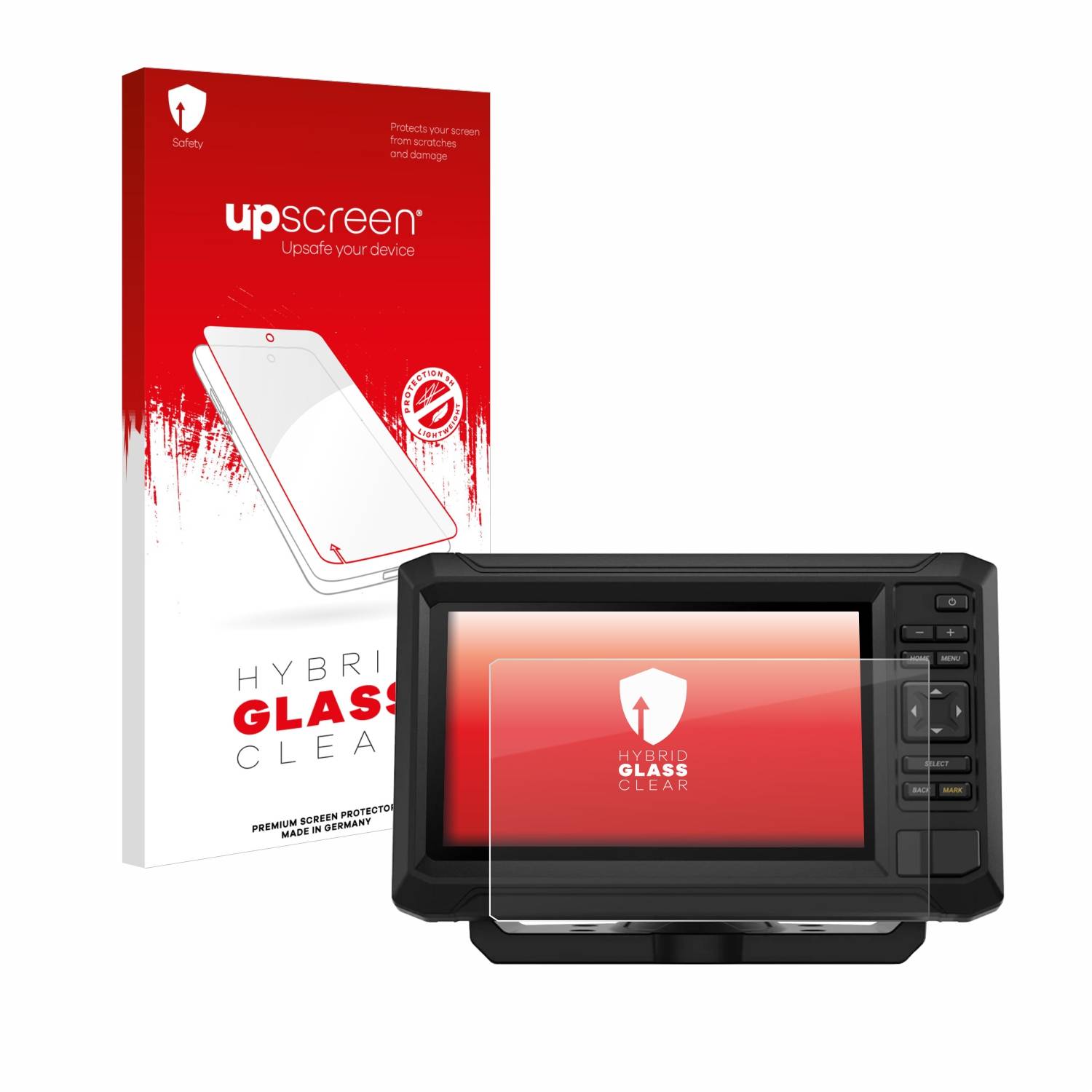 upscreen Hybrid Glas Panzer-Folie für Garmin ECHOMAP UHD2 7 Tasten