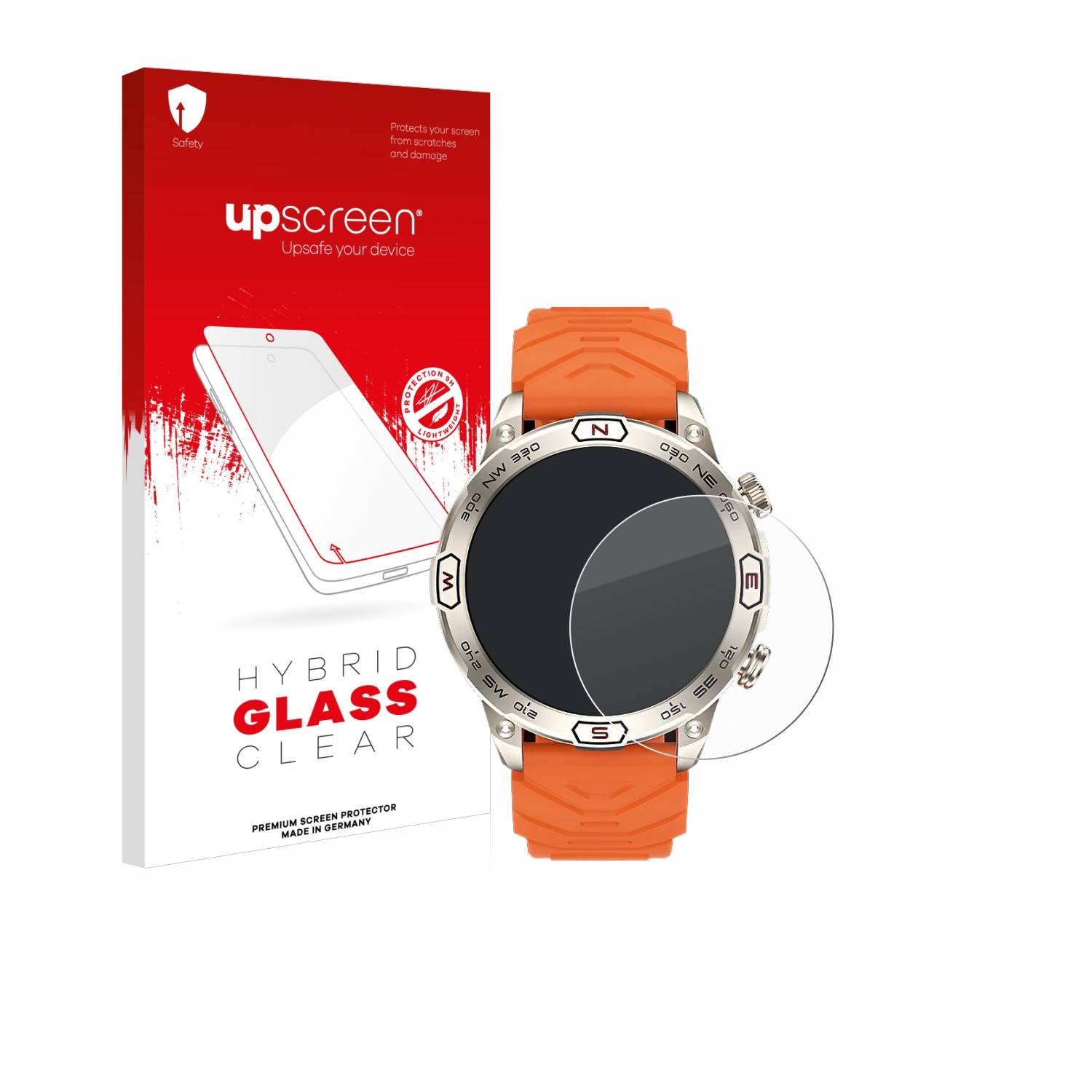 upscreen Hybrid Glas Panzer-Folie für Bytelike Smartwatch 1.43