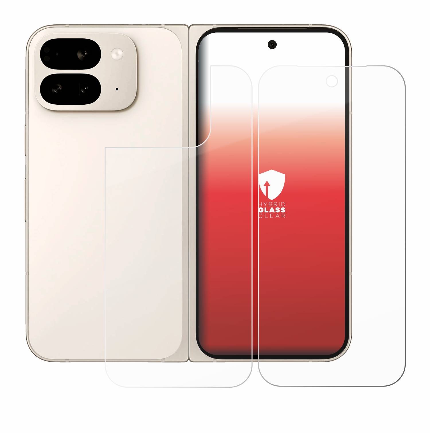 upscreen Hybrid Glas Panzer-Folie für Google Pixel 9 Pro Fold (Display+Rückseite)